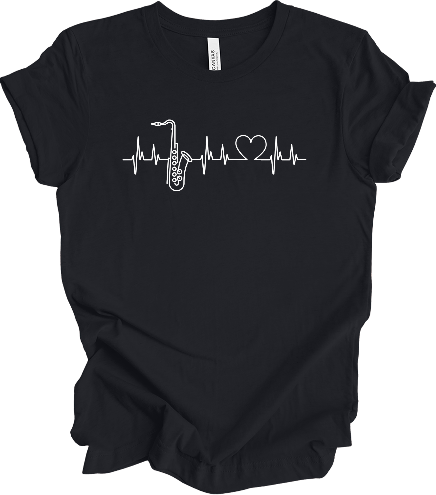 Saxophone Heartbeat T-Shirt in Vintage Black