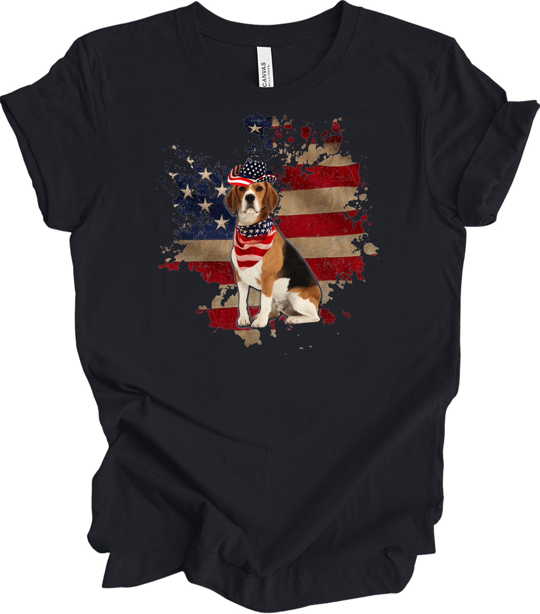 Beagle 4th of July T-Shirt in Vintage Black