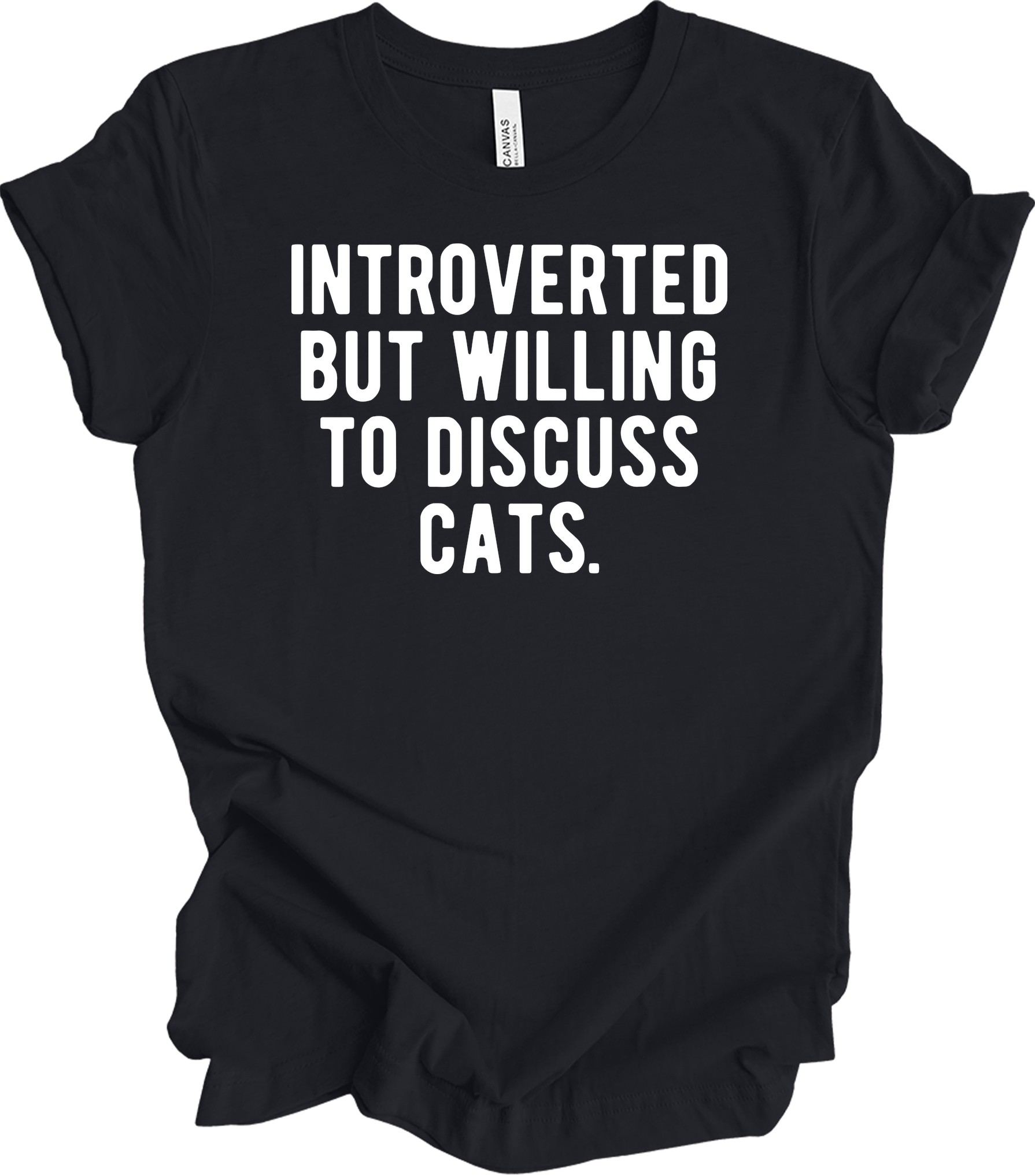 Introverted Discuss Cats T-Shirt in Vintage Black