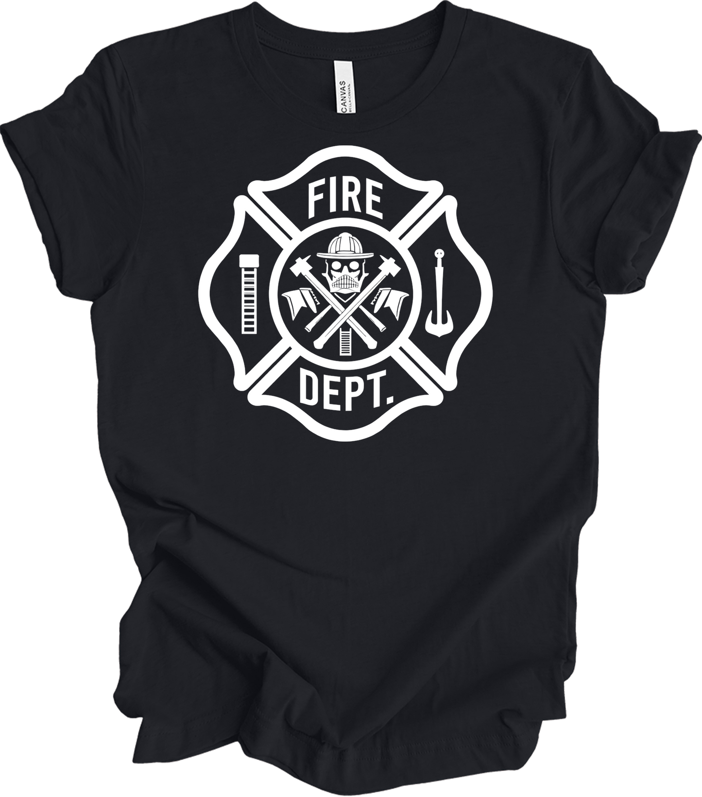 Fire Dept Skull & Axes T-Shirt in Vintage Black