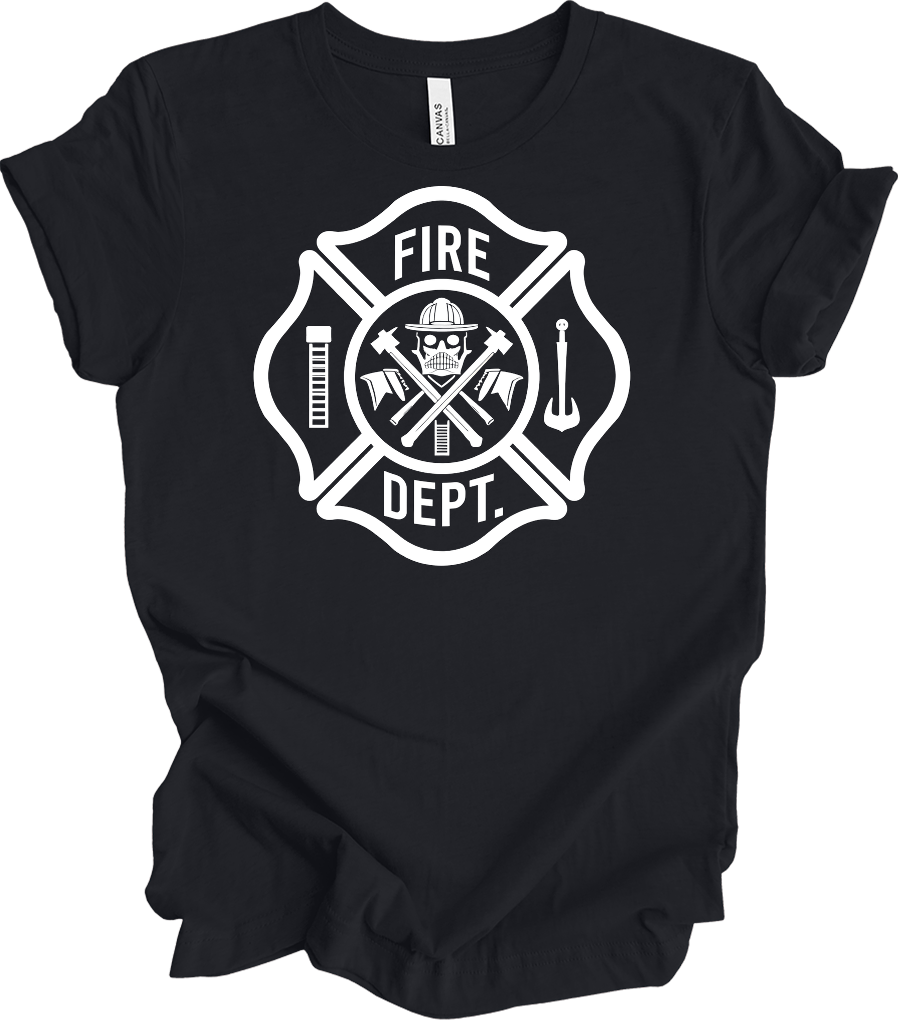 Fire Dept Skull & Axes T-Shirt in Vintage Black
