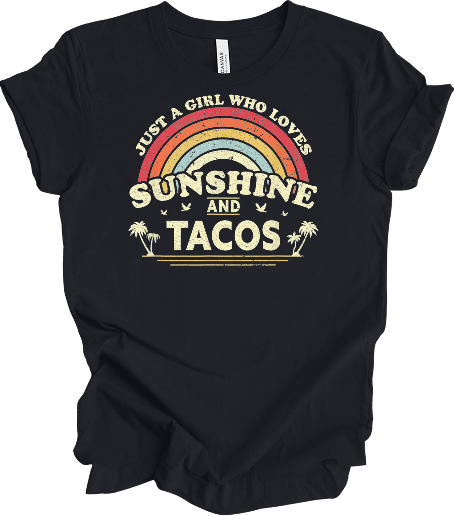 Sunshine and Tacos Lover T-Shirt in Vintage Black