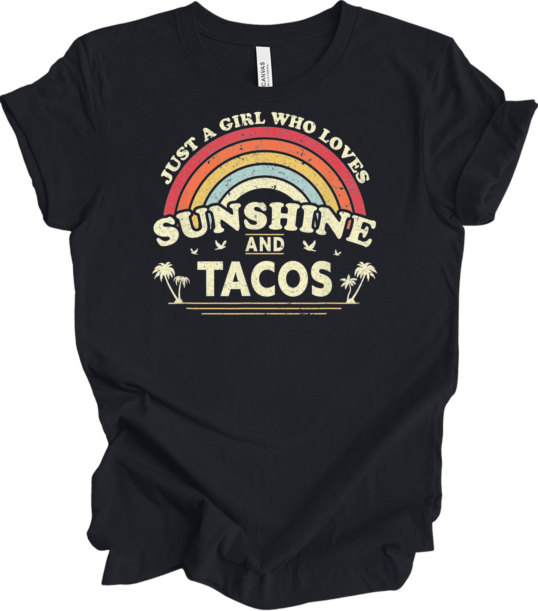 Sunshine and Tacos Lover T-Shirt in Vintage Black