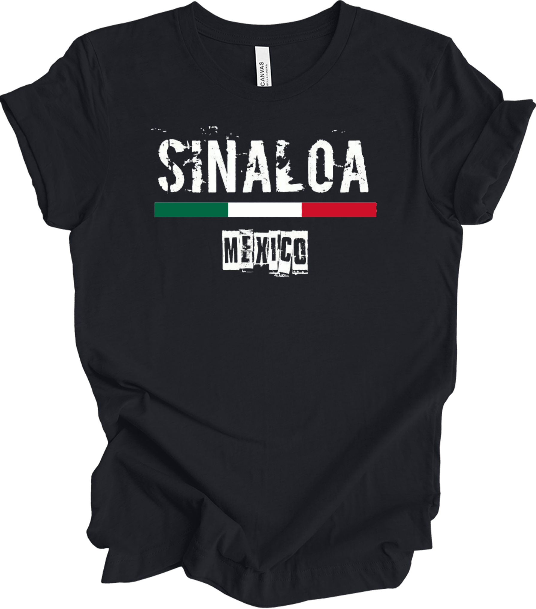 Sinaloa Mexico Vintage Flag T-Shirt in Vintage Black