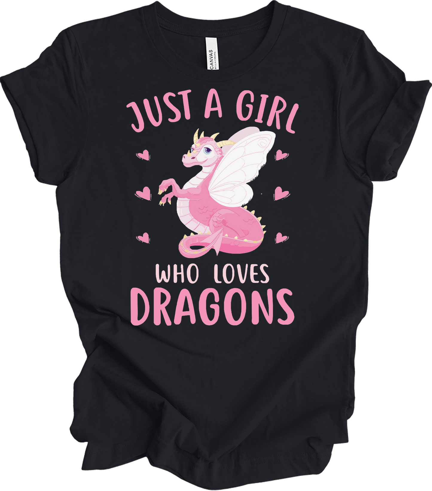 Just A Girl Who Loves Dragons T-Shirt in Vintage Black