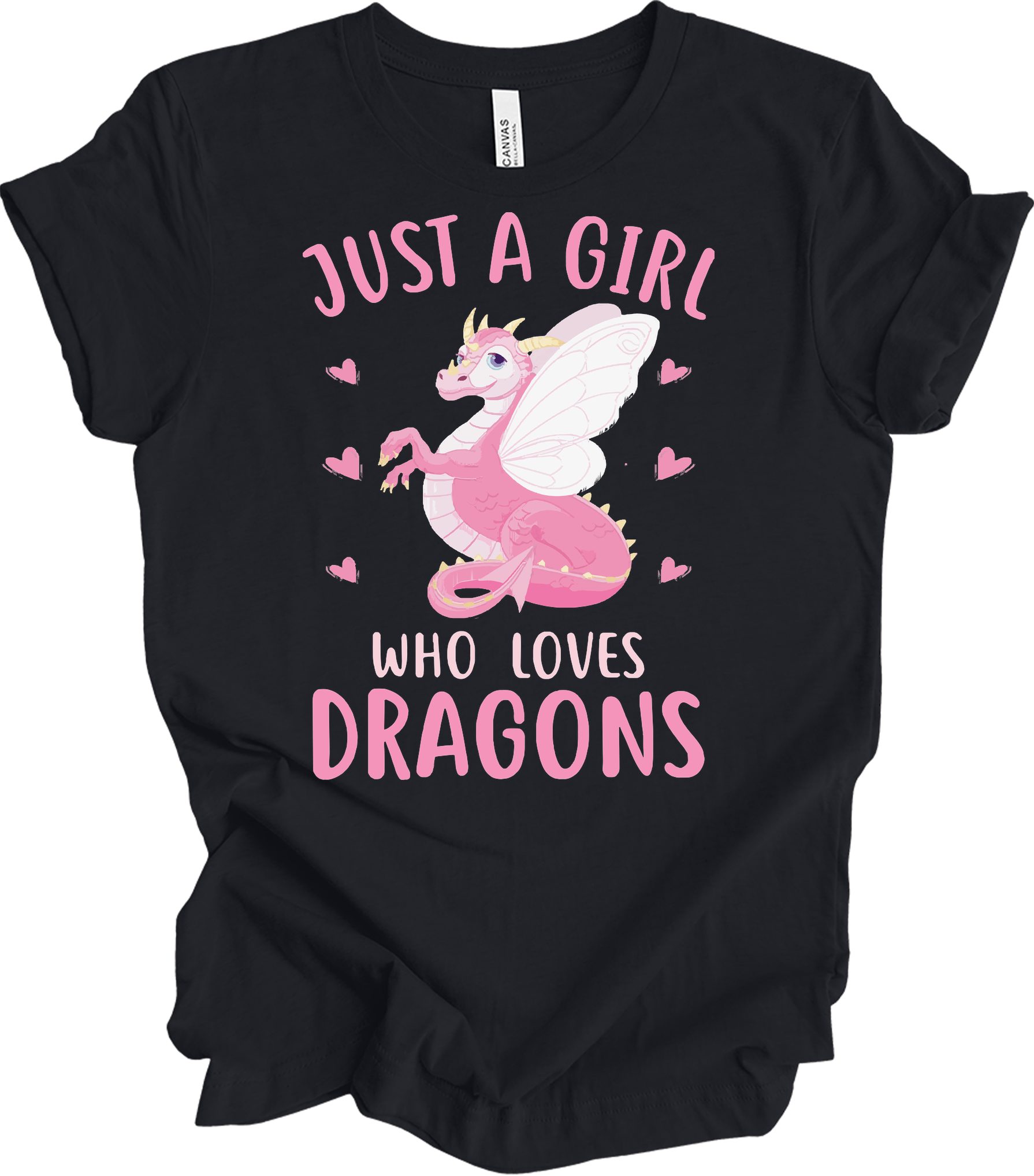 Just A Girl Who Loves Dragons T-Shirt in Vintage Black