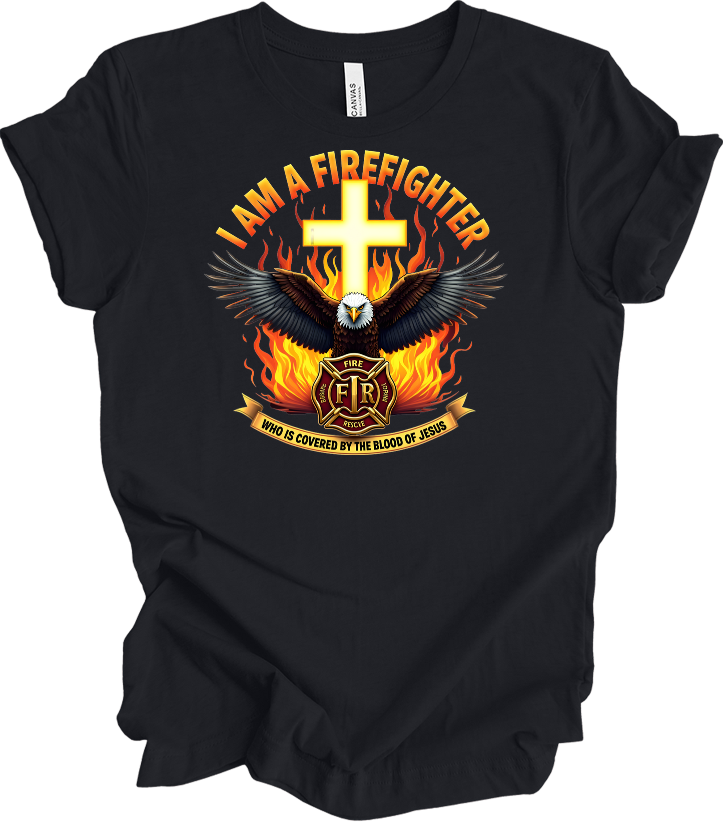 Firefighter Faith T-Shirt in Vintage Black