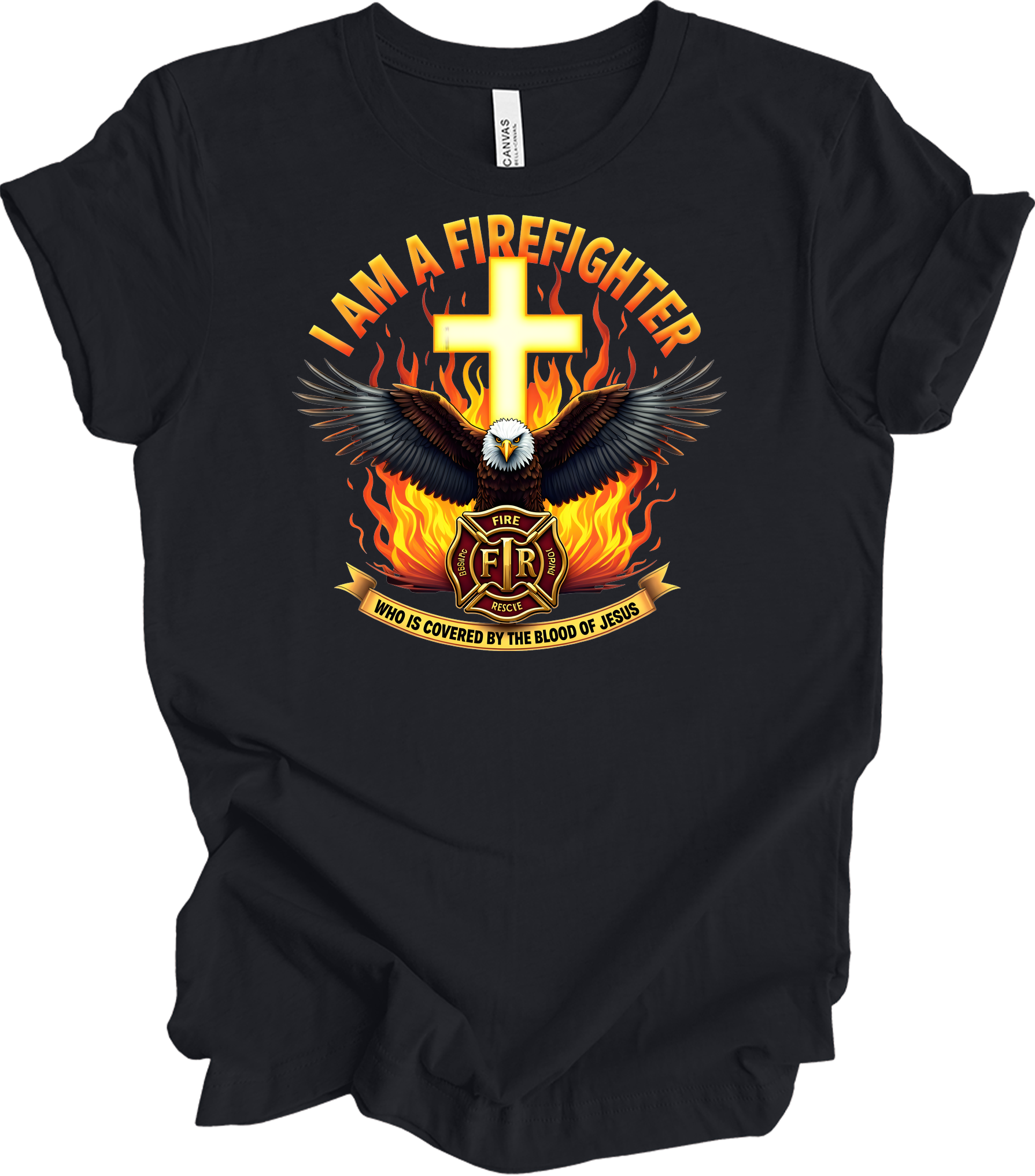 Firefighter Faith T-Shirt in Vintage Black