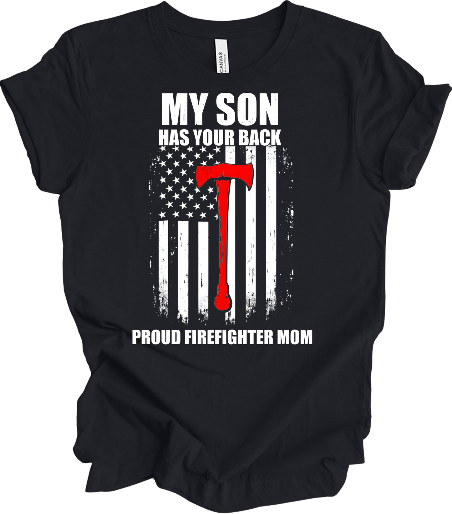Firefighter Axe Flag for Moms T-Shirt in Vintage Black