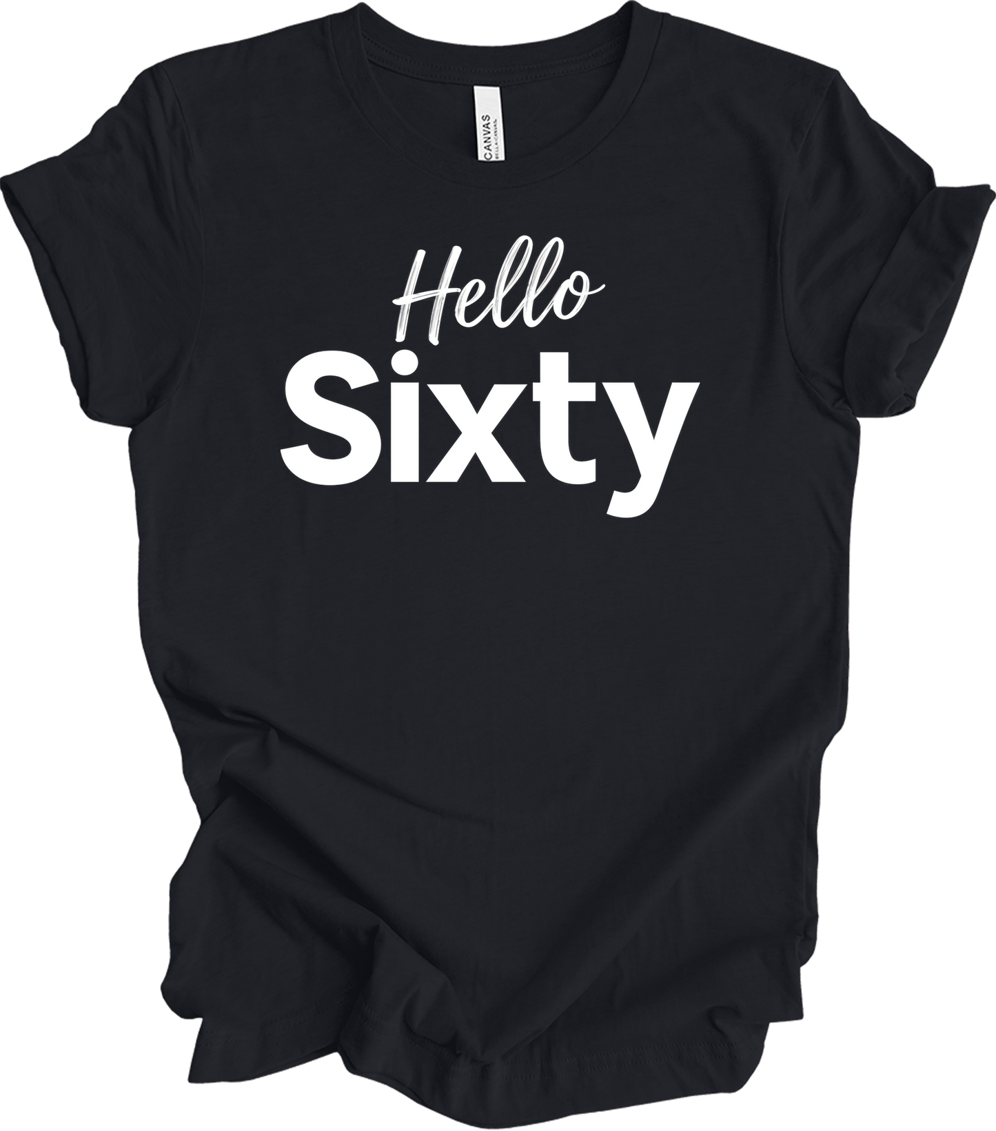 Hello Sixty Birthday T-Shirt in Vintage Black