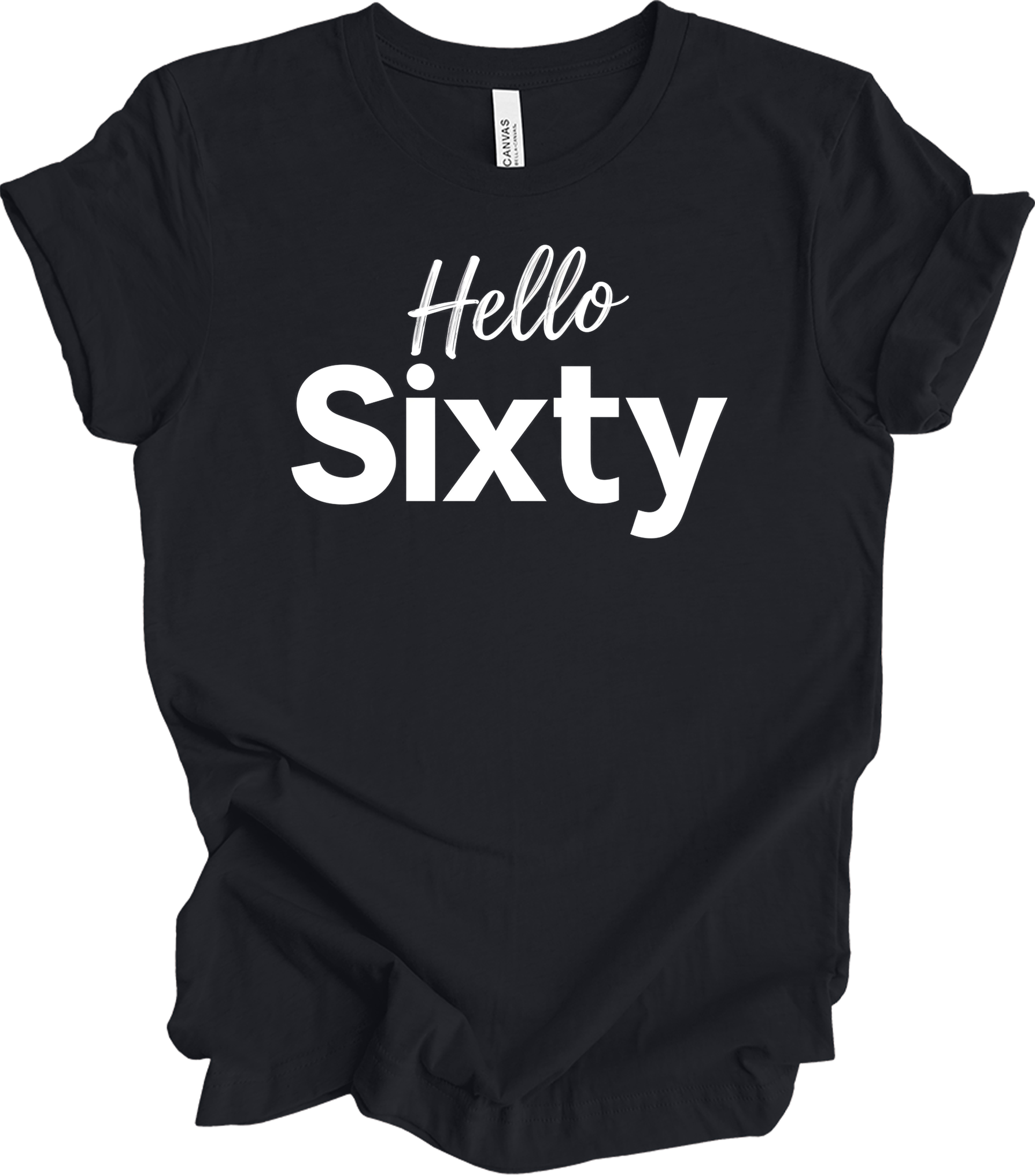 Hello Sixty Birthday T-Shirt in Vintage Black