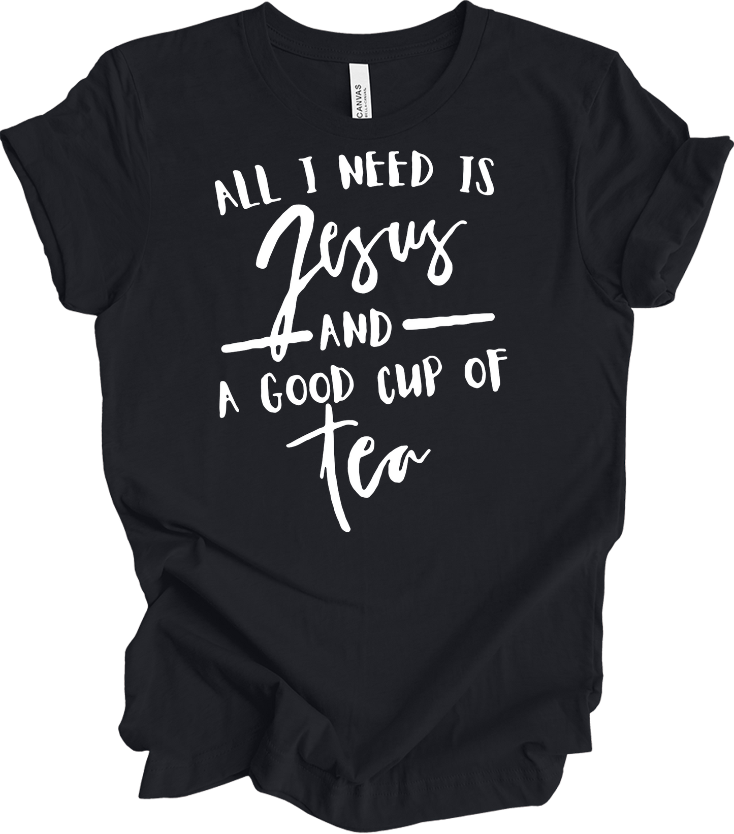 Tea and Jesus - Christian Tea Lover Faith T-Shirt in Vintage Black