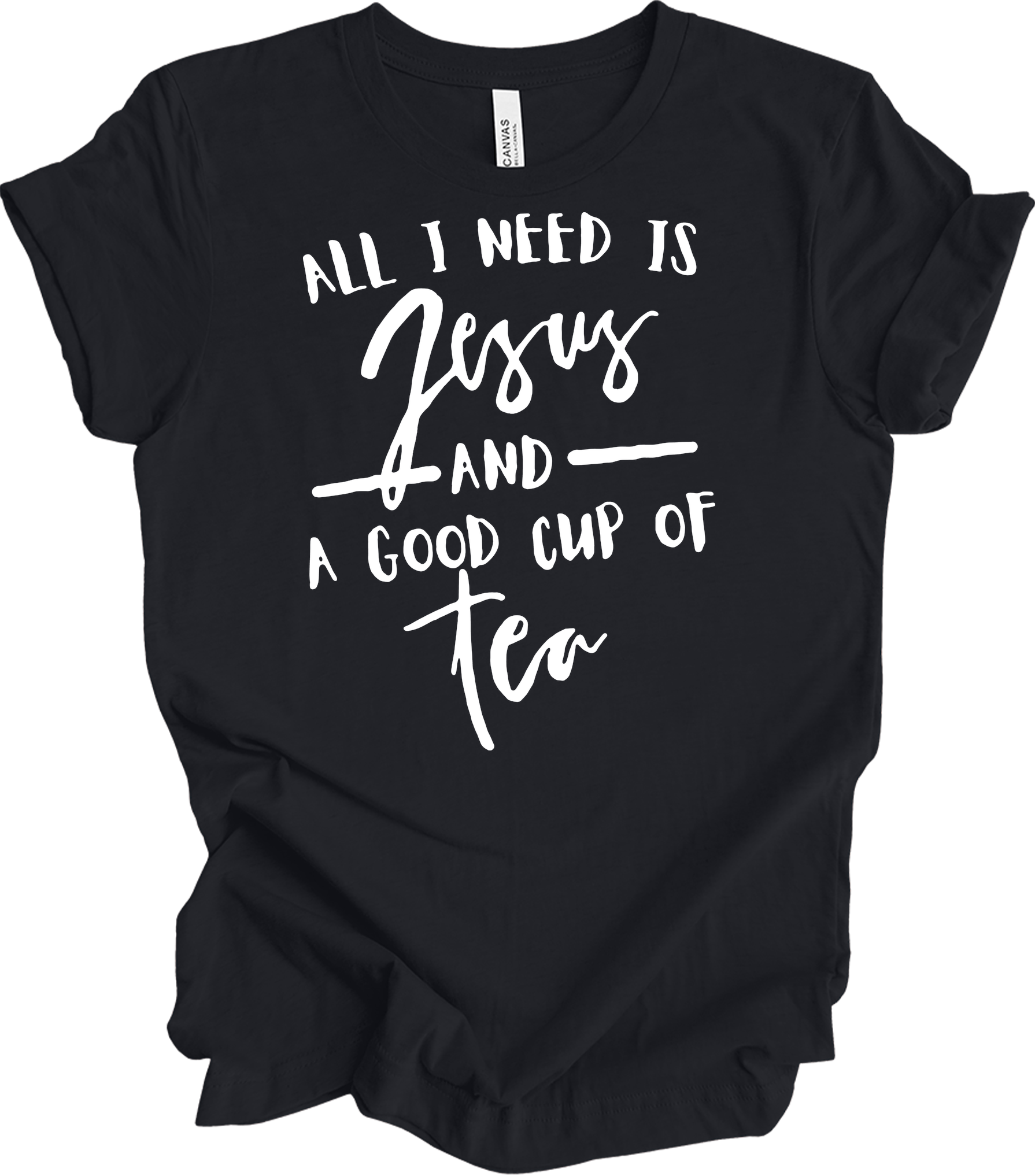 Tea and Jesus - Christian Tea Lover Faith T-Shirt in Vintage Black