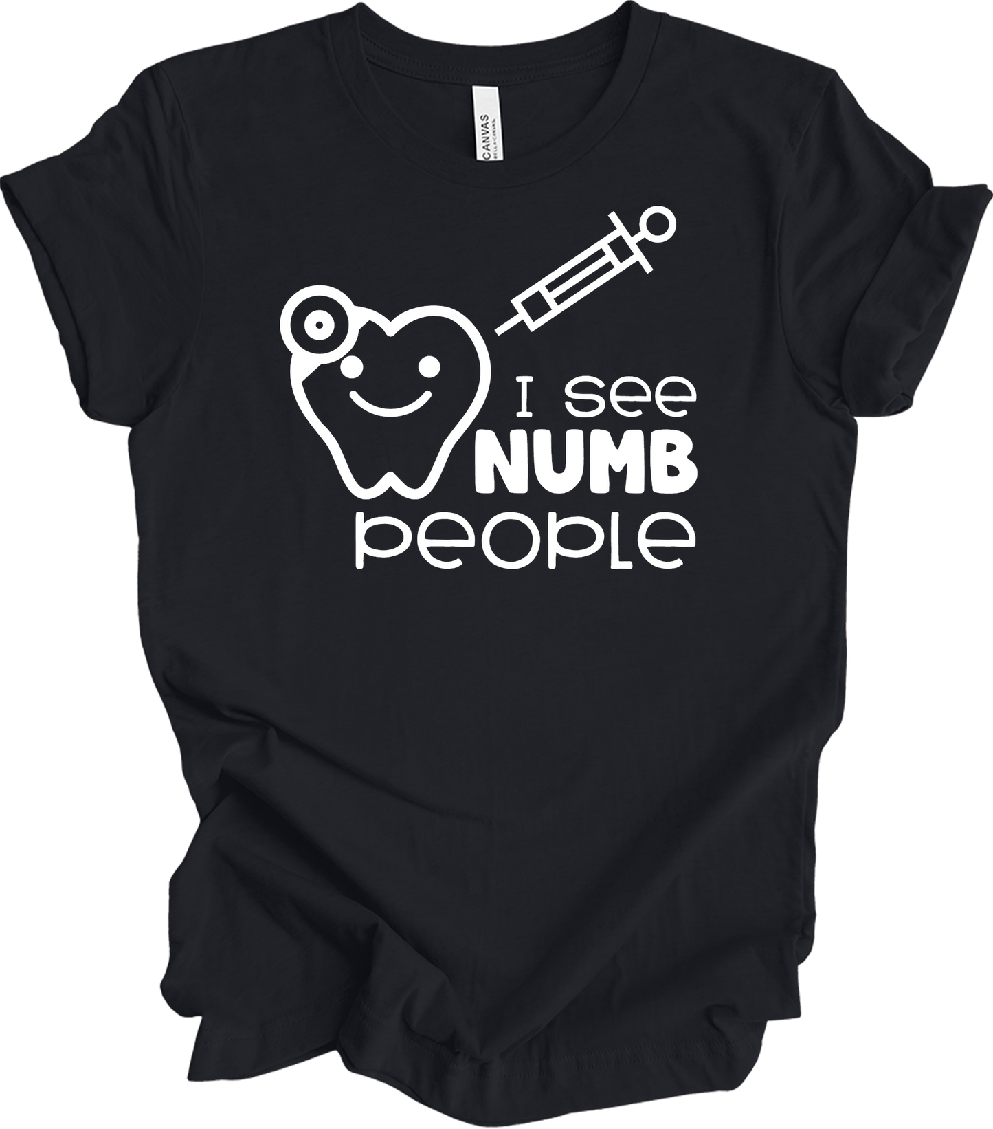 I See Numb People - Funny Dental Hygiene T-Shirt in Vintage Black