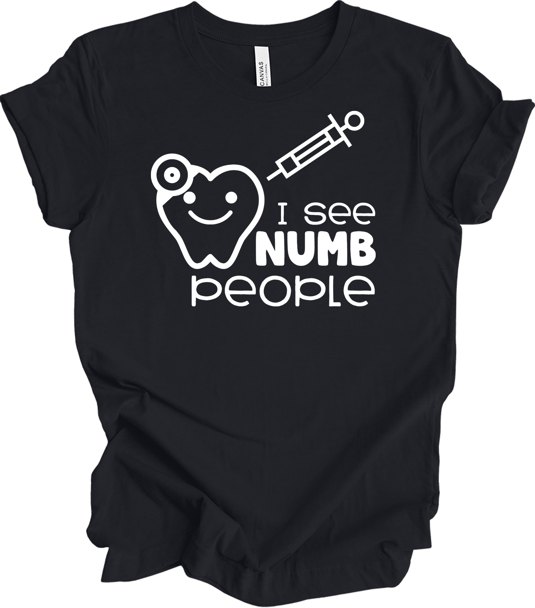 I See Numb People - Funny Dental Hygiene T-Shirt in Vintage Black