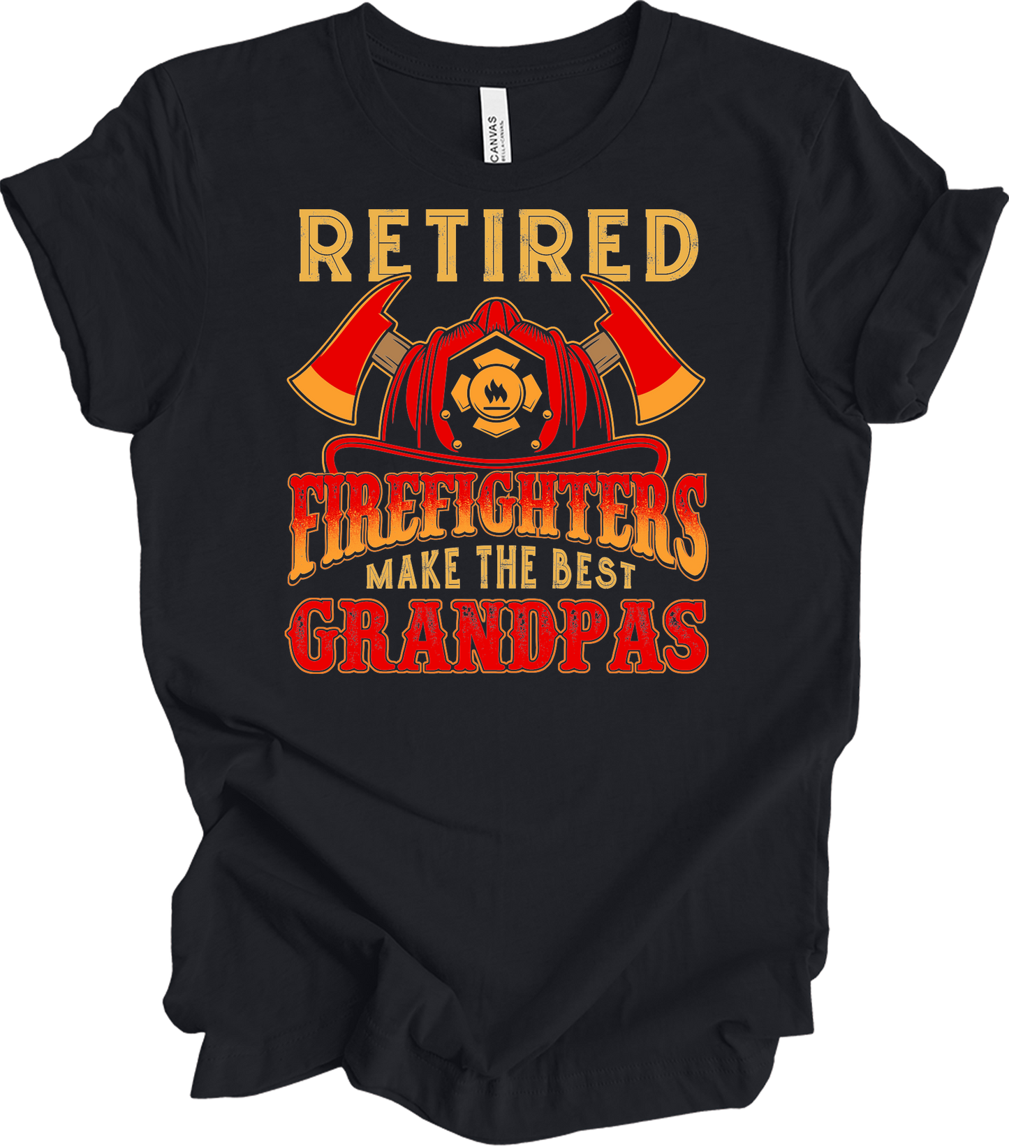 Retired Firefighter Grandpa T-Shirt in Vintage Black