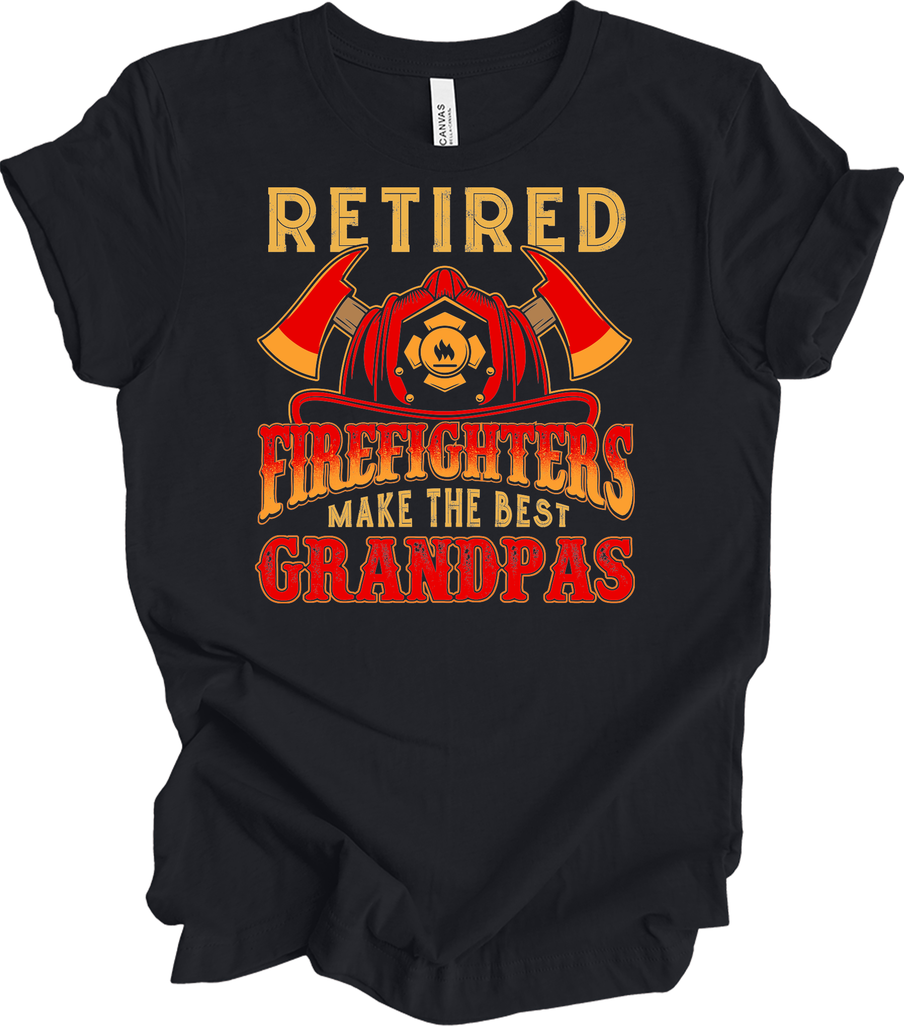 Retired Firefighter Grandpa T-Shirt in Vintage Black