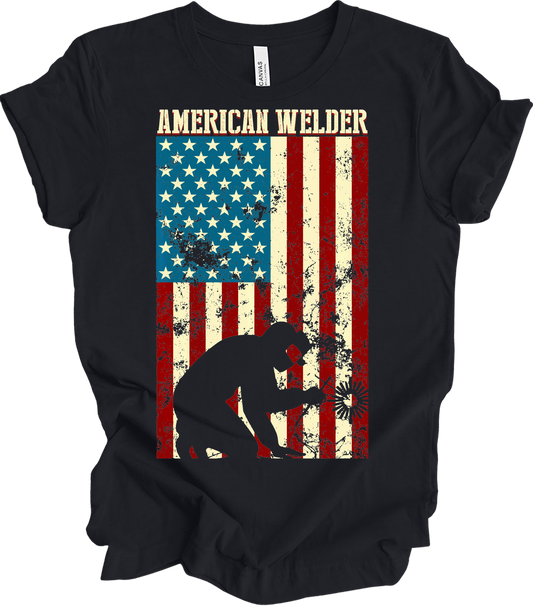 American Flag Welder T-Shirt in Vintage Black