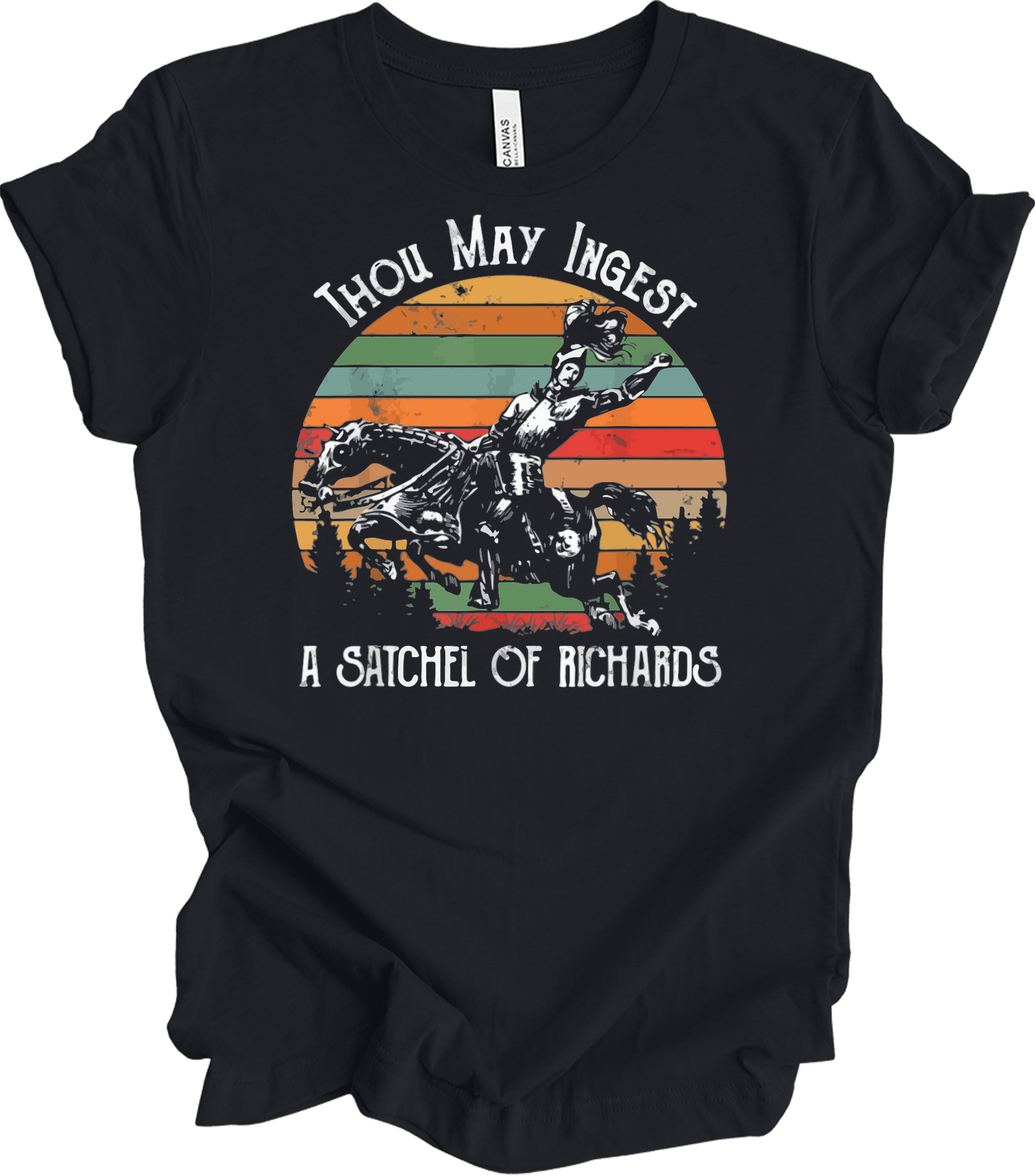 Native American Horse Thou May Ingest Satchel Of Richards T-Shirt in Vintage Black