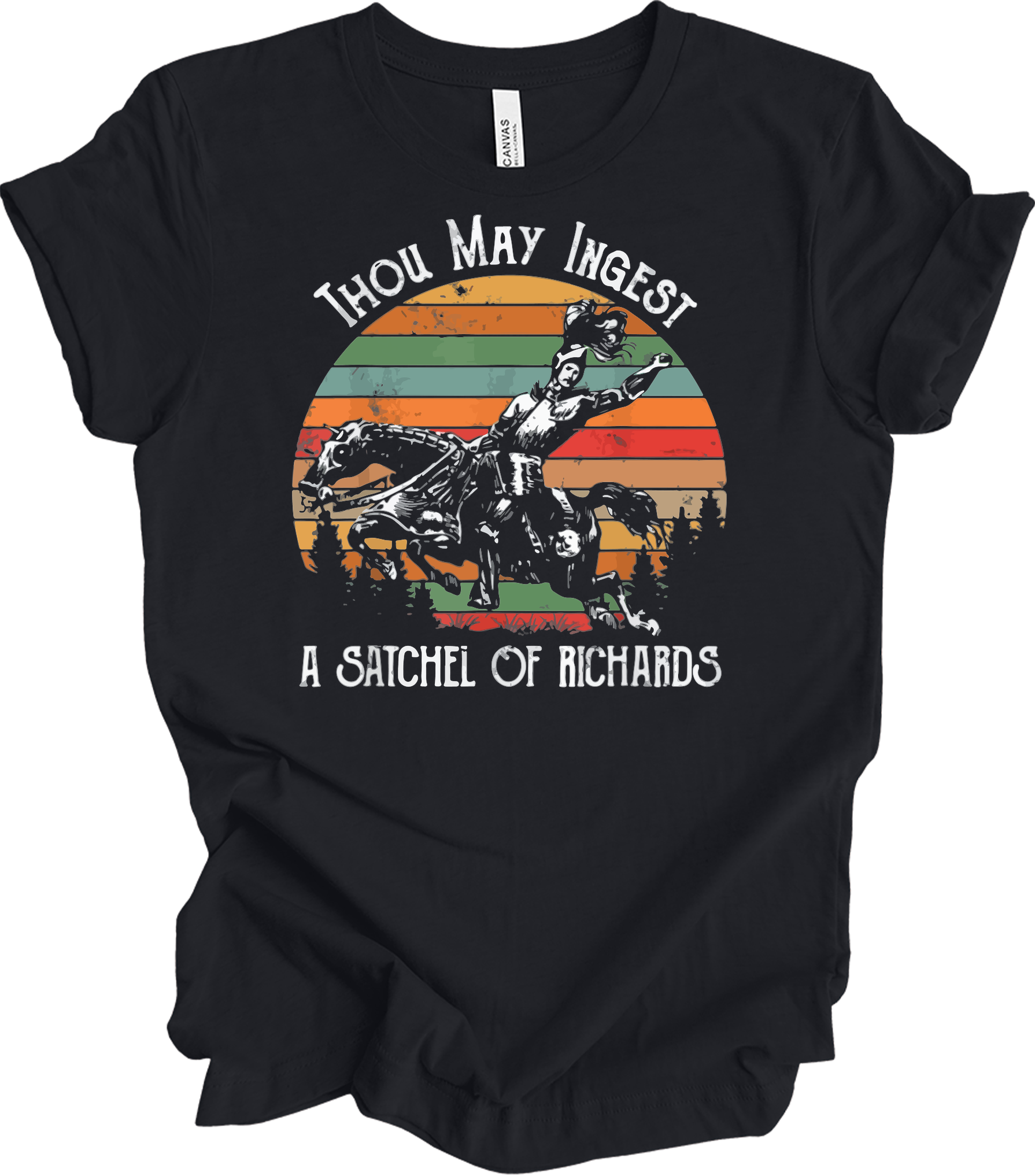 Native American Horse Thou May Ingest Satchel Of Richards T-Shirt in Vintage Black