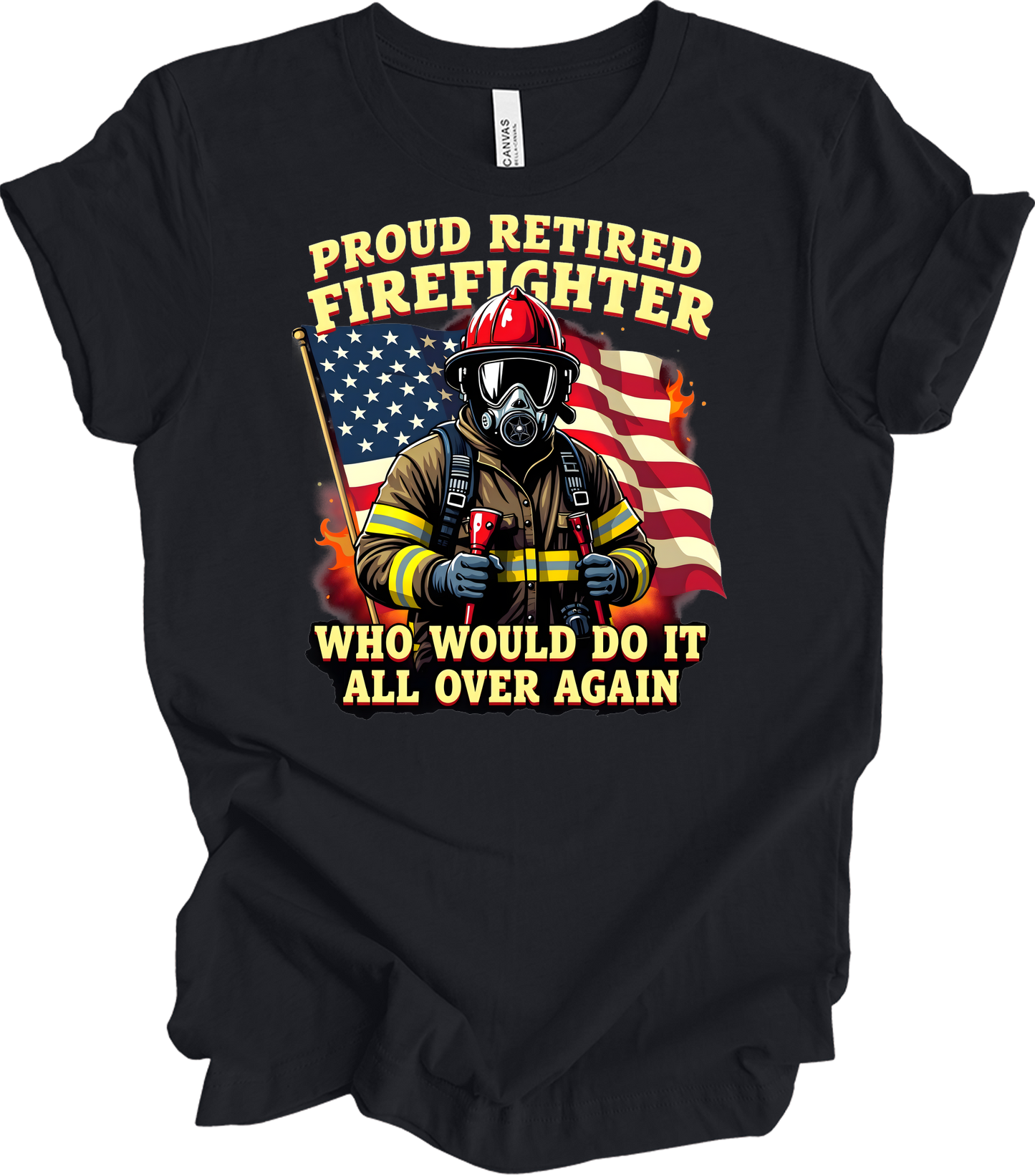 Proud Retired Firefighter T-Shirt in Vintage Black