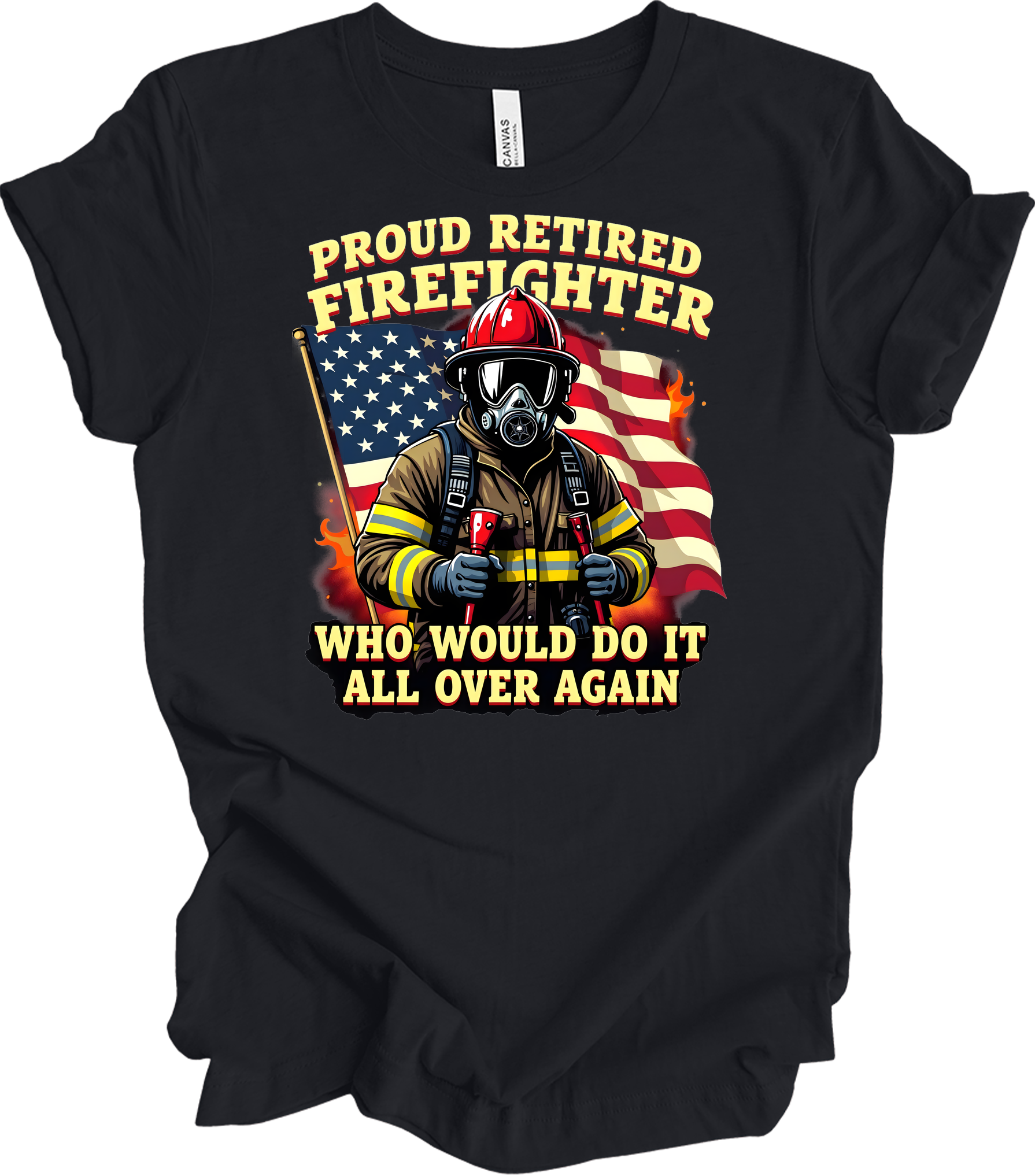 Proud Retired Firefighter T-Shirt in Vintage Black