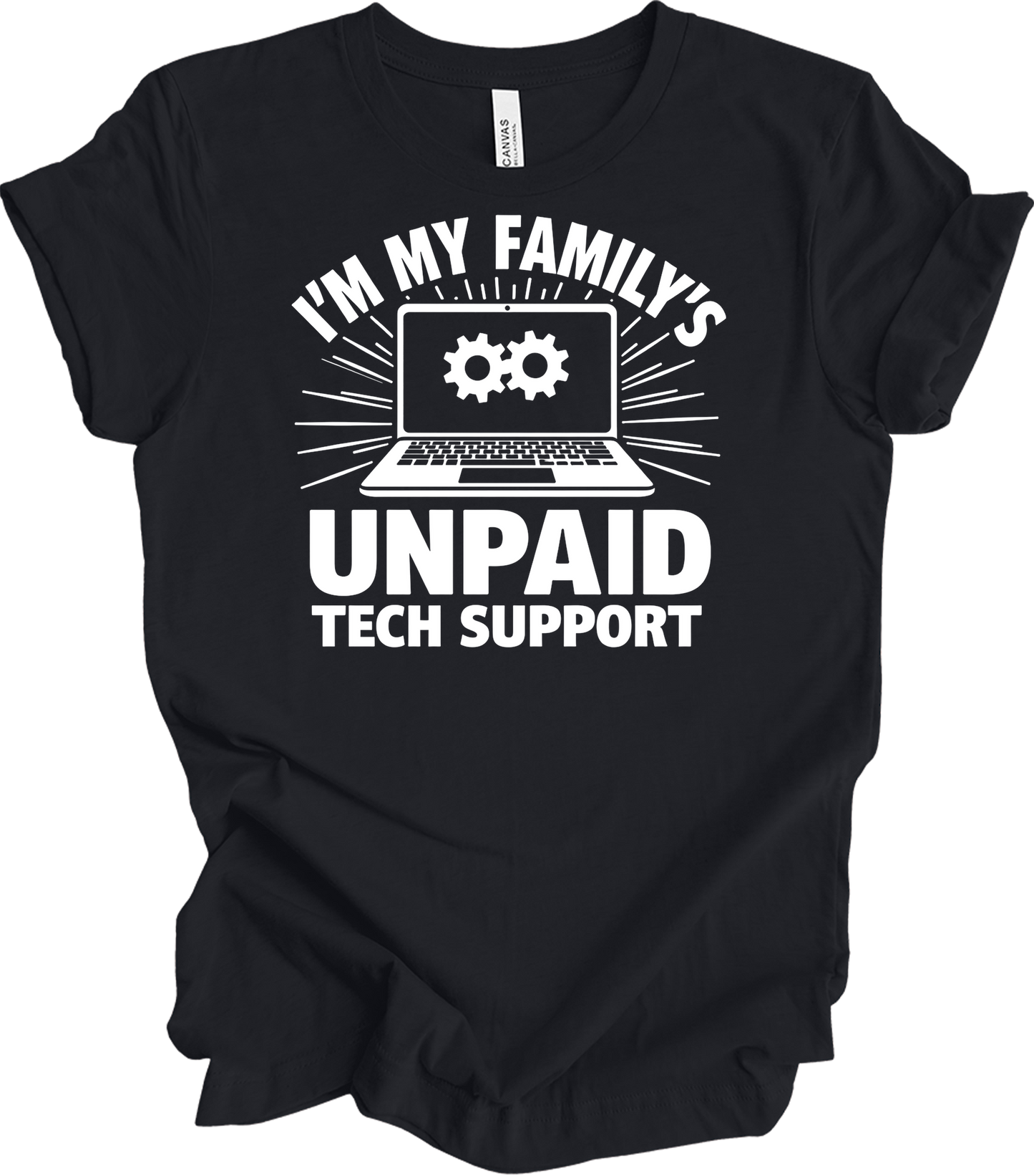 Unpaid Tech Support Funny T-Shirt in Vintage Black