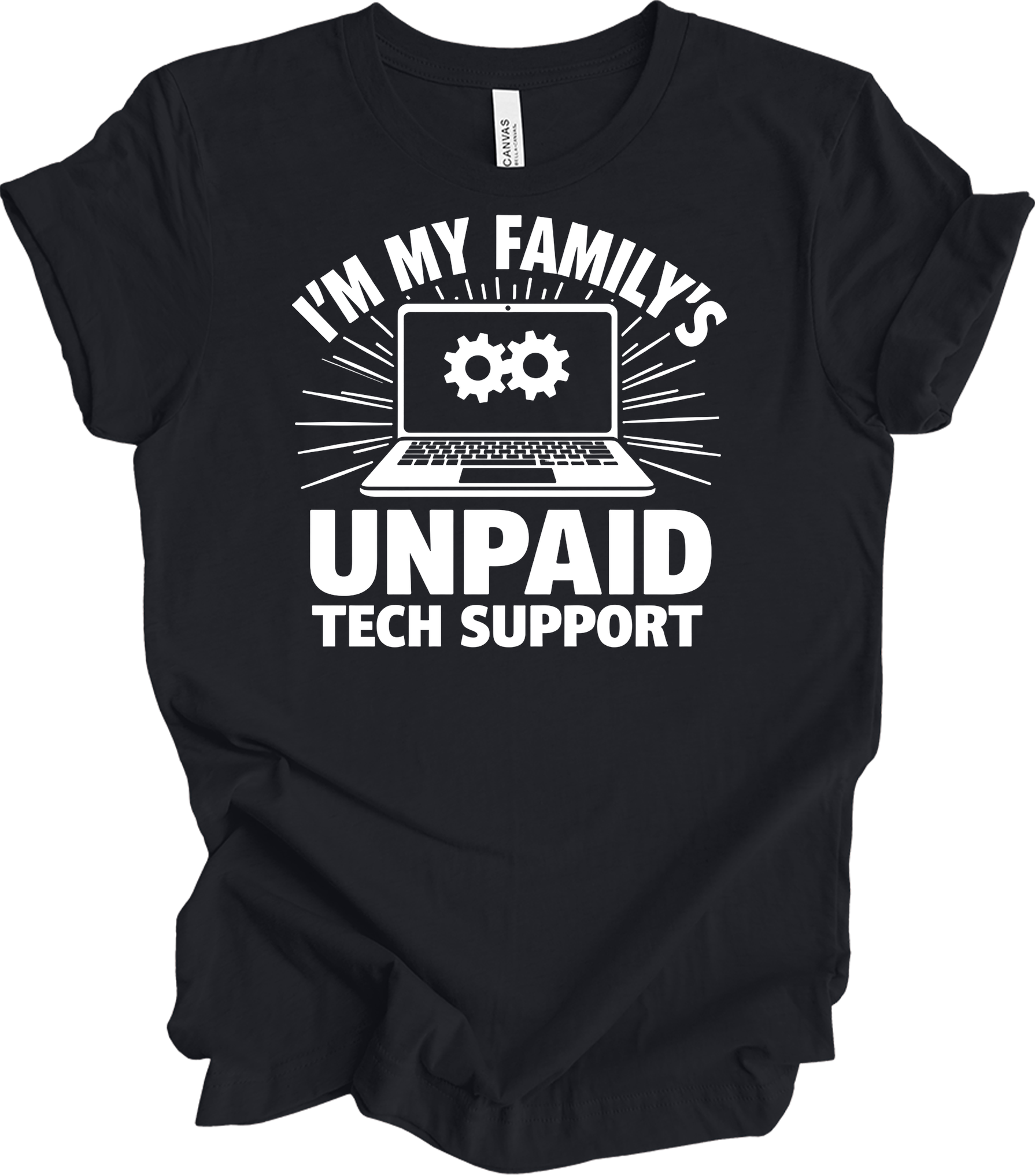 Unpaid Tech Support Funny T-Shirt in Vintage Black