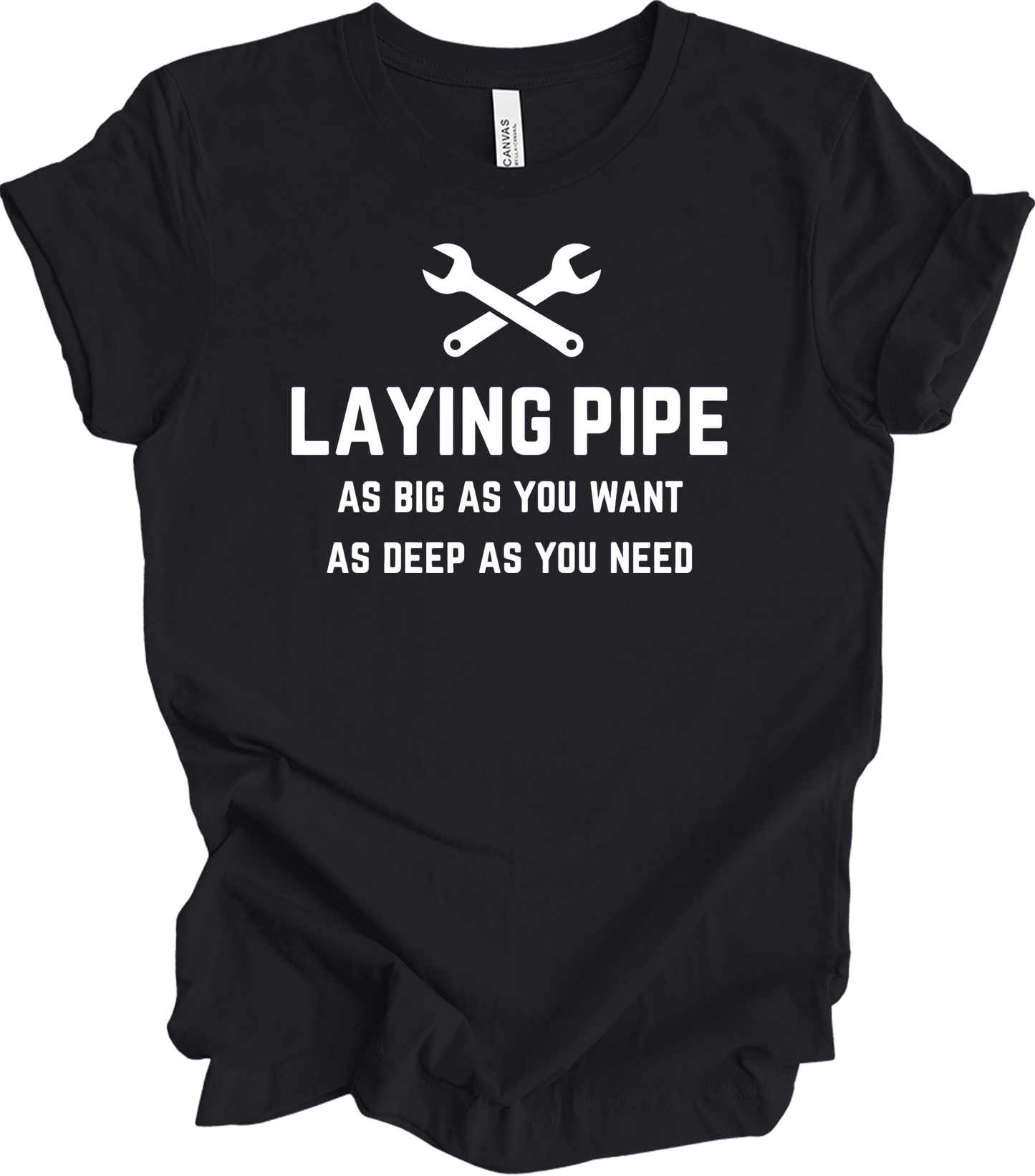 Laying Pipe Funny Plumber T-Shirt in Vintage Black