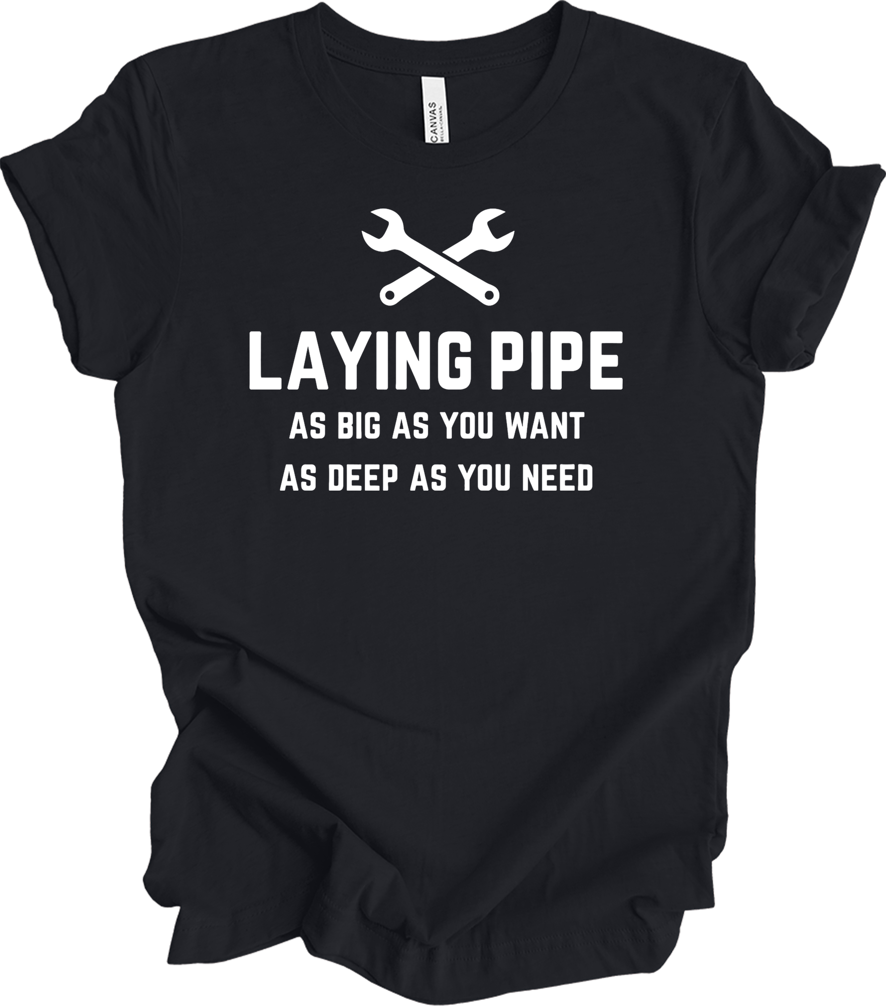 Laying Pipe Funny Plumber T-Shirt in Vintage Black