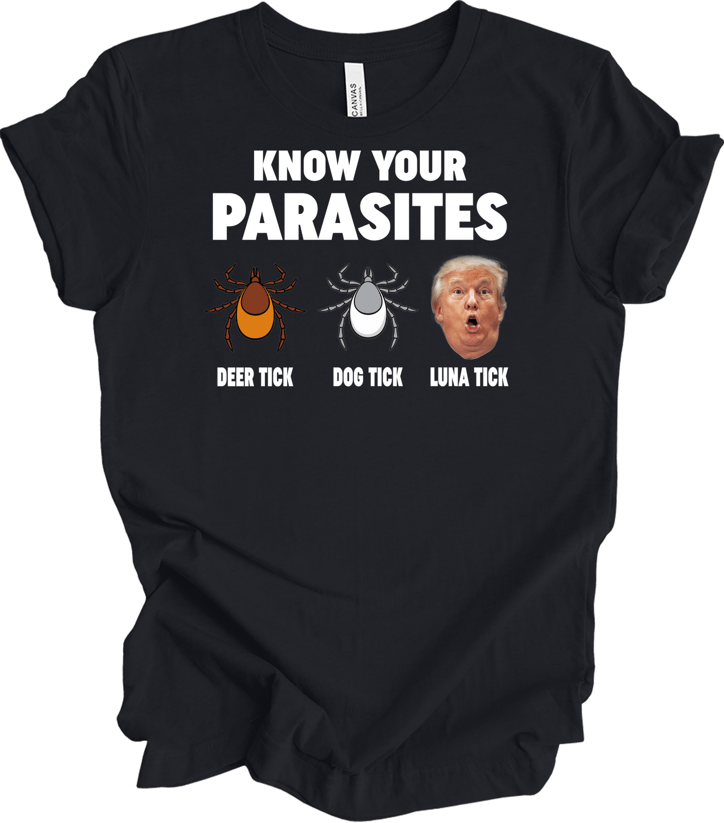 Know Your Parasites - Funny Anti Trump Luna Tick T-Shirt in Vintage Black