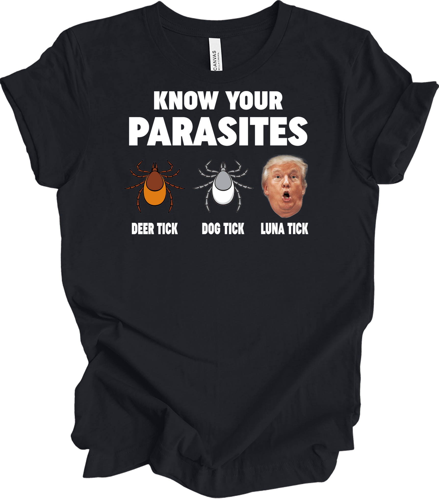 Know Your Parasites - Funny Anti Trump Luna Tick T-Shirt in Vintage Black