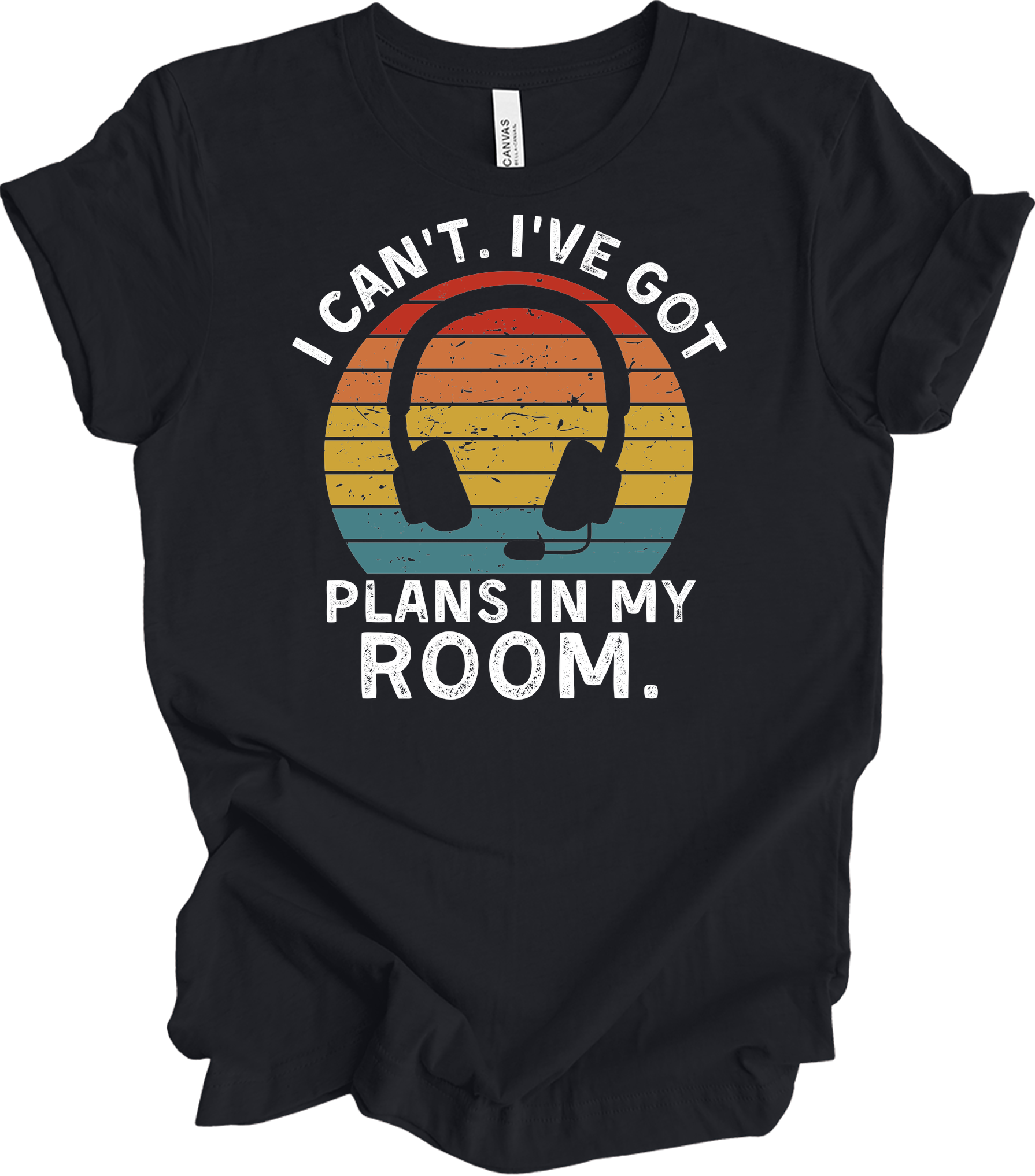 Plans In My Room Gamer T-Shirt in Vintage Black