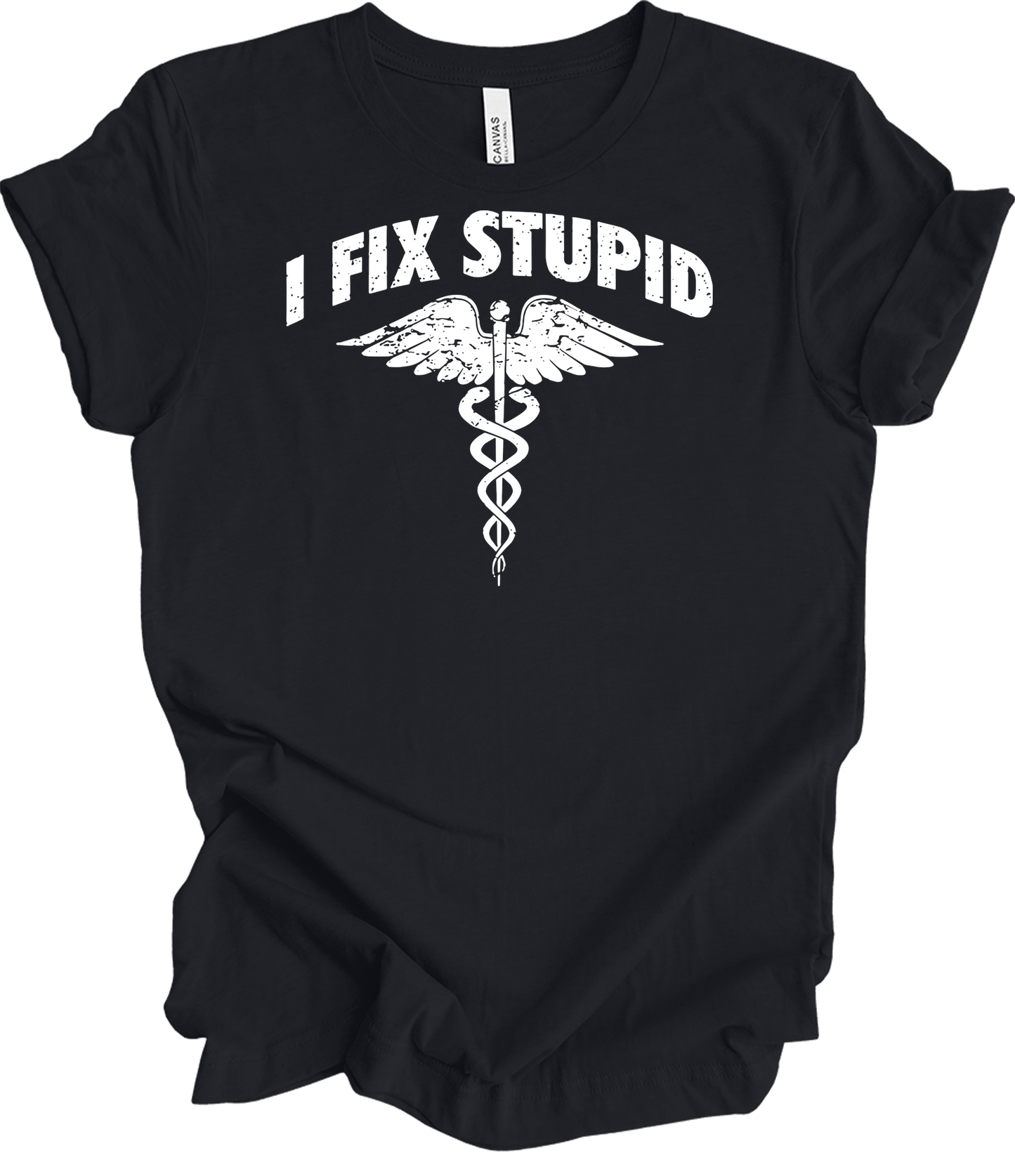 Paramedic 'I Fix Stupid' T-Shirt in Vintage Black