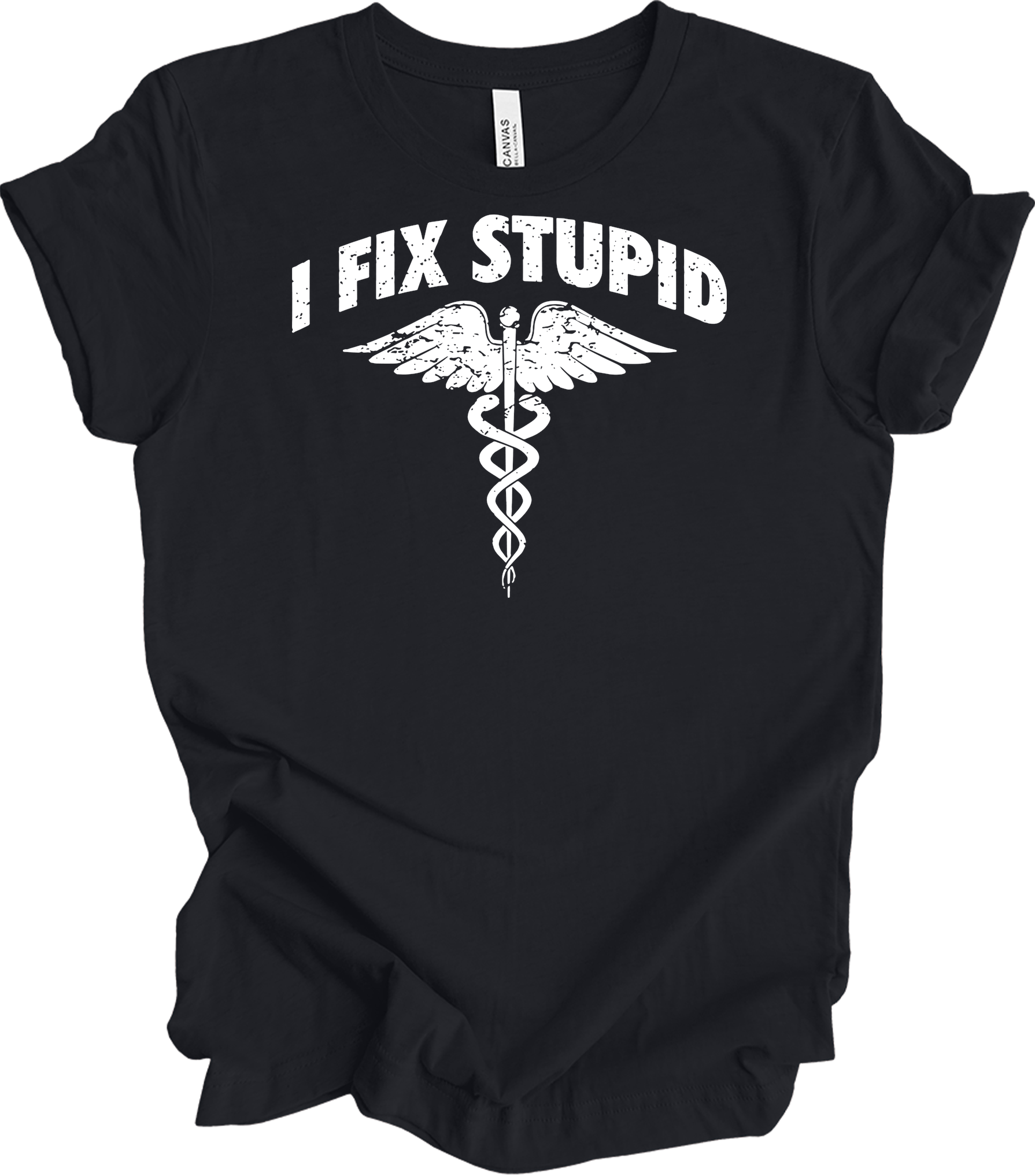 Paramedic 'I Fix Stupid' T-Shirt in Vintage Black