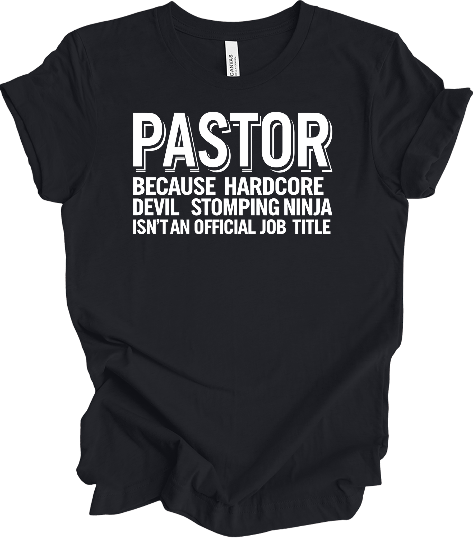Pastor Typography Humor T-Shirt in Vintage Black