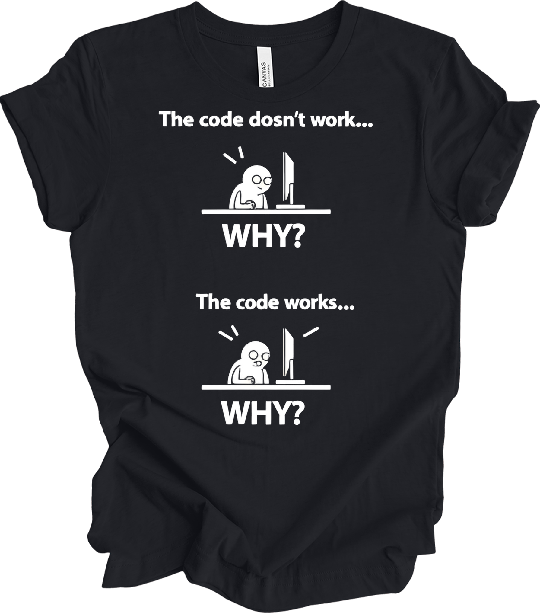 Code Doesn't Work Why? T-Shirt in Vintage Black
