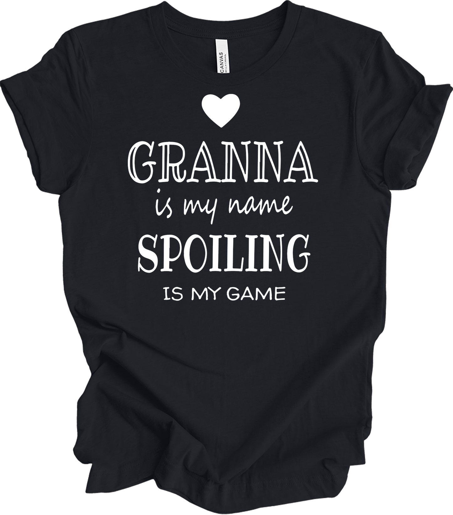 Grandma Is My Name Spoiling Is My Game T-Shirt in Vintage Black