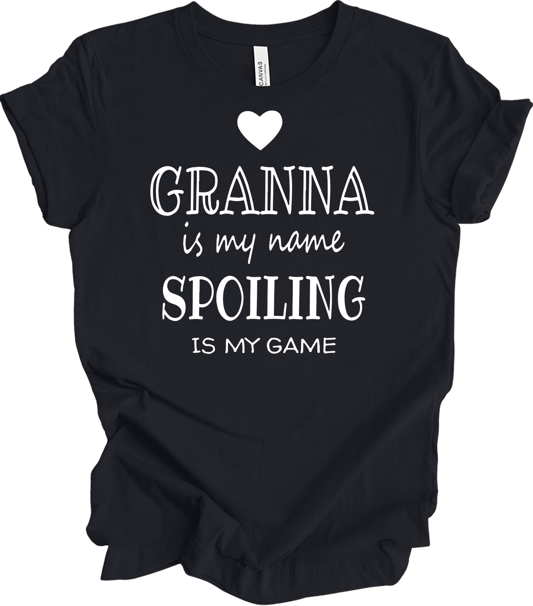 Grandma Is My Name Spoiling Is My Game T-Shirt in Vintage Black