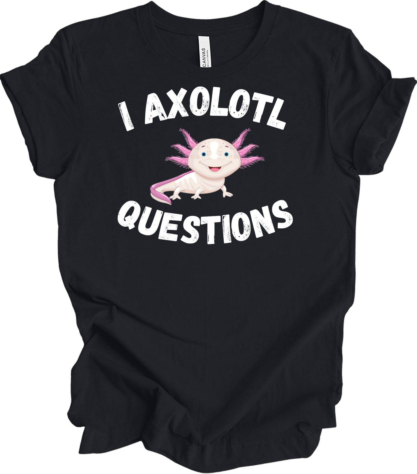 I Axolotl Questions - Cute Design T-Shirt in Vintage Black