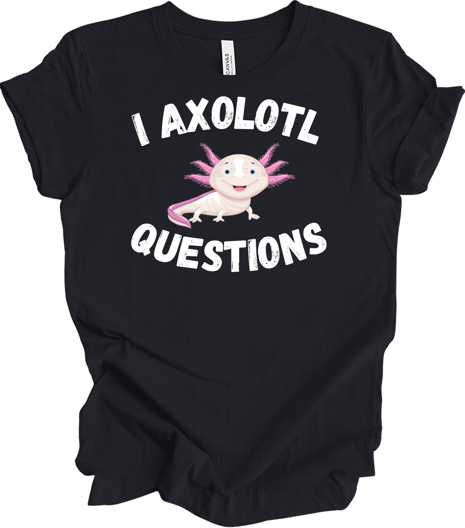 I Axolotl Questions - Cute Design T-Shirt in Vintage Black