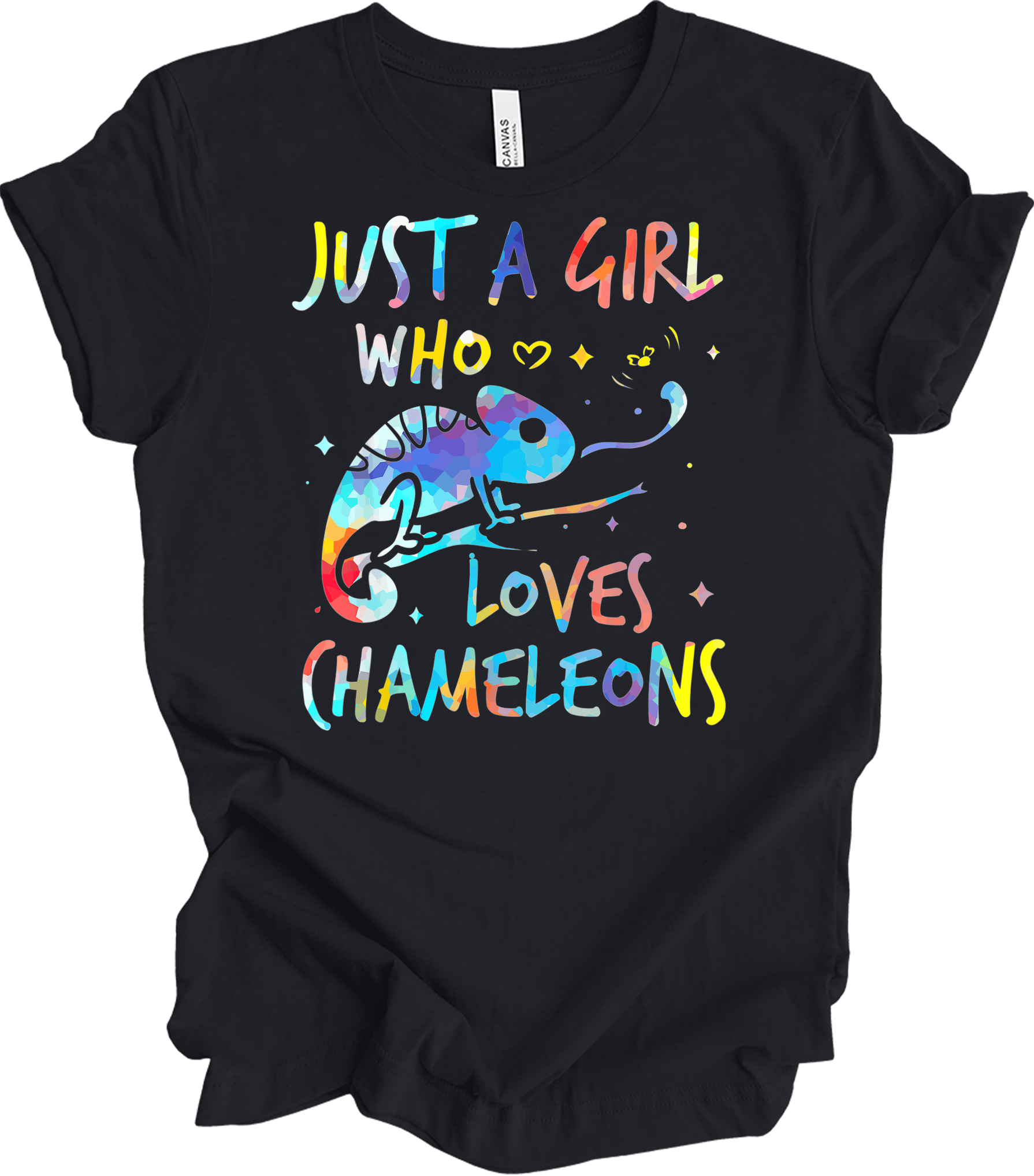 Girl Who Loves Chameleons T-Shirt in Vintage Black
