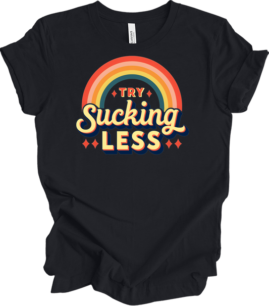 Try Sucking Less Retro T-Shirt in Vintage Black