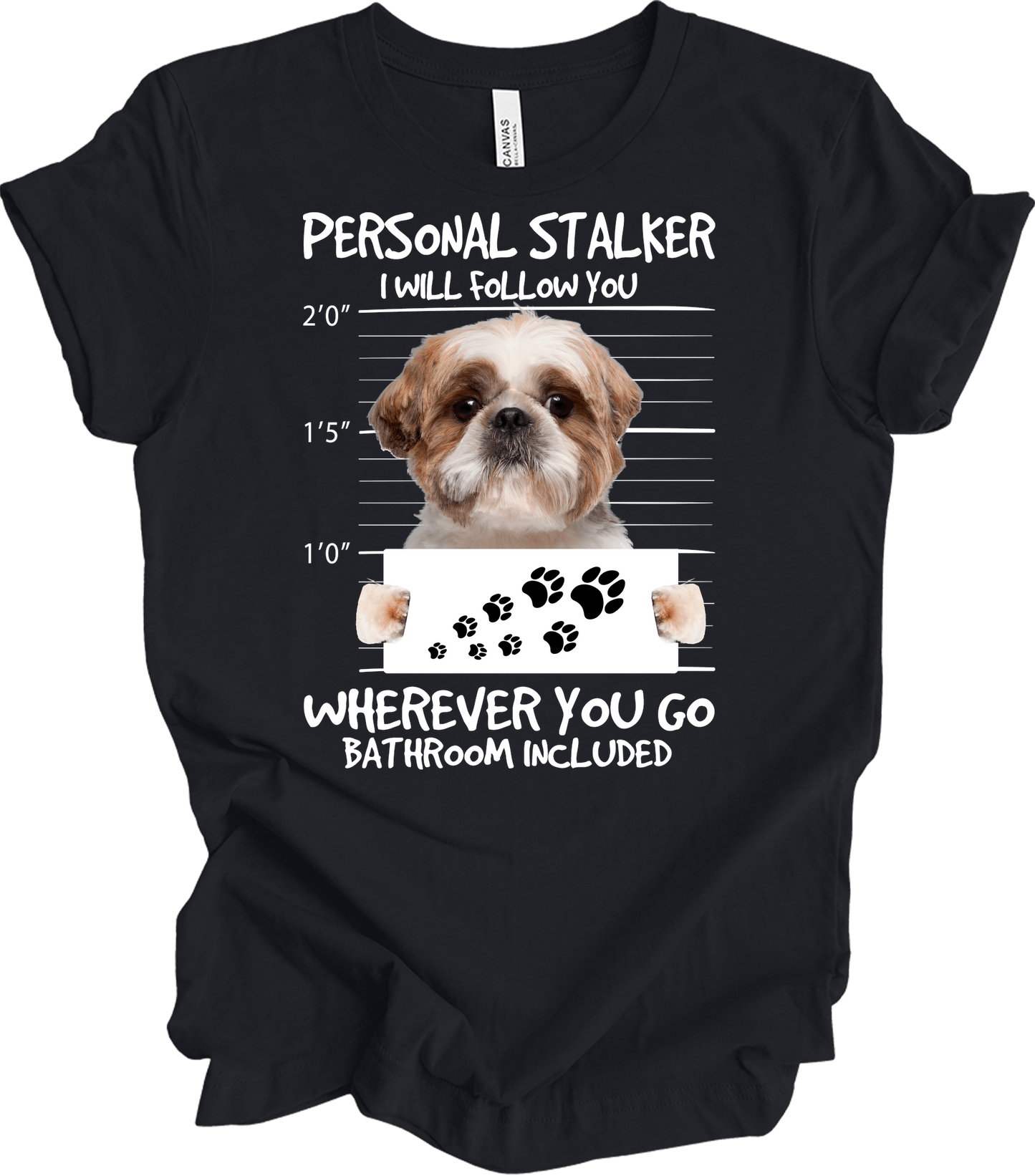 Shih Tzu Personal Stalker T-Shirt in Vintage Black