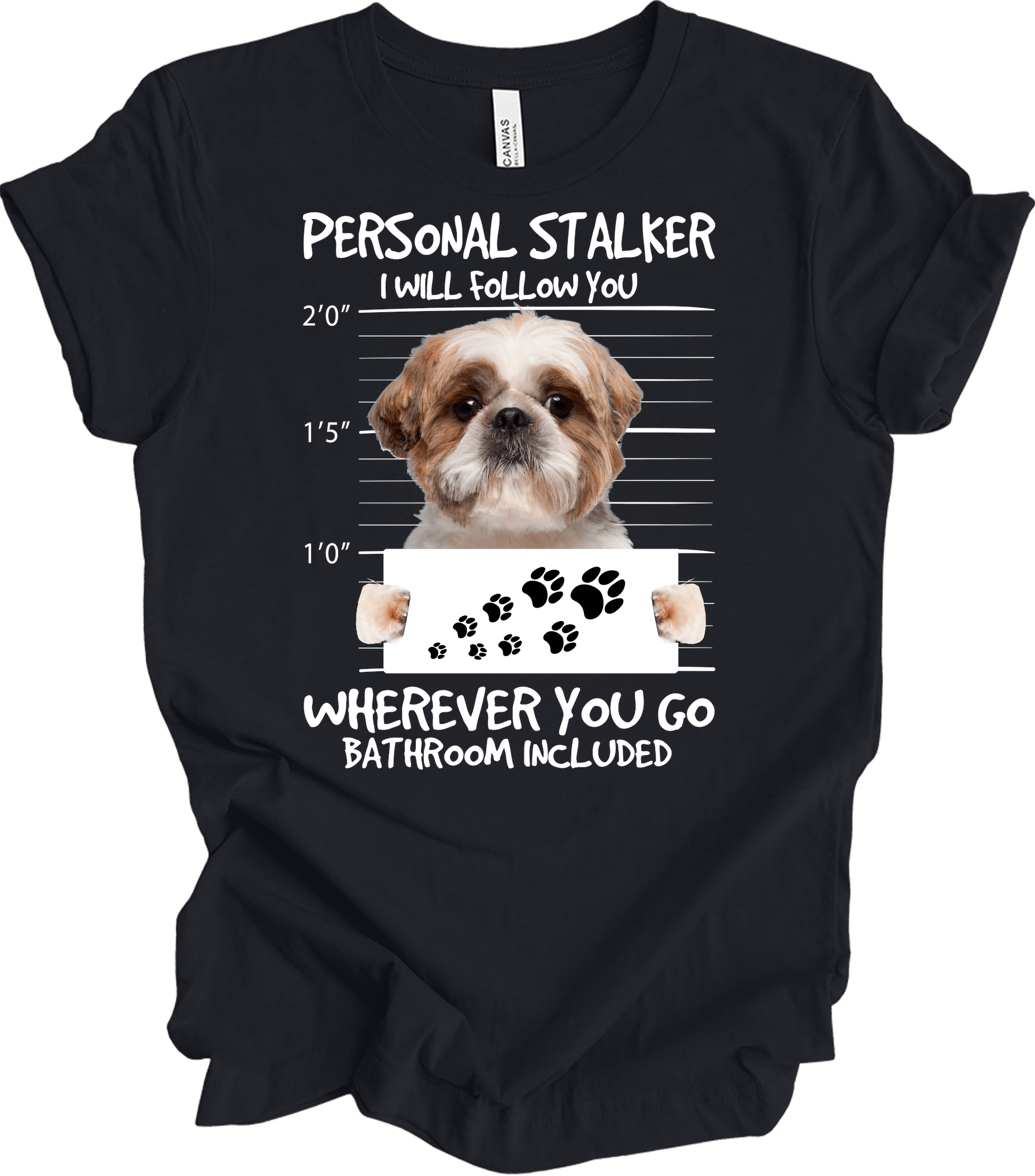 Shih Tzu Personal Stalker T-Shirt in Vintage Black