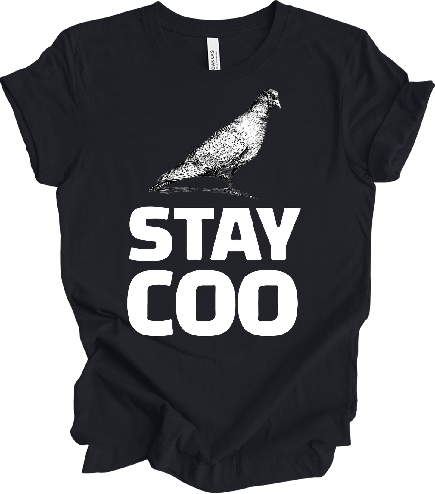 Stay Coo Pigeon - Vintage Style T-Shirt in Vintage Black