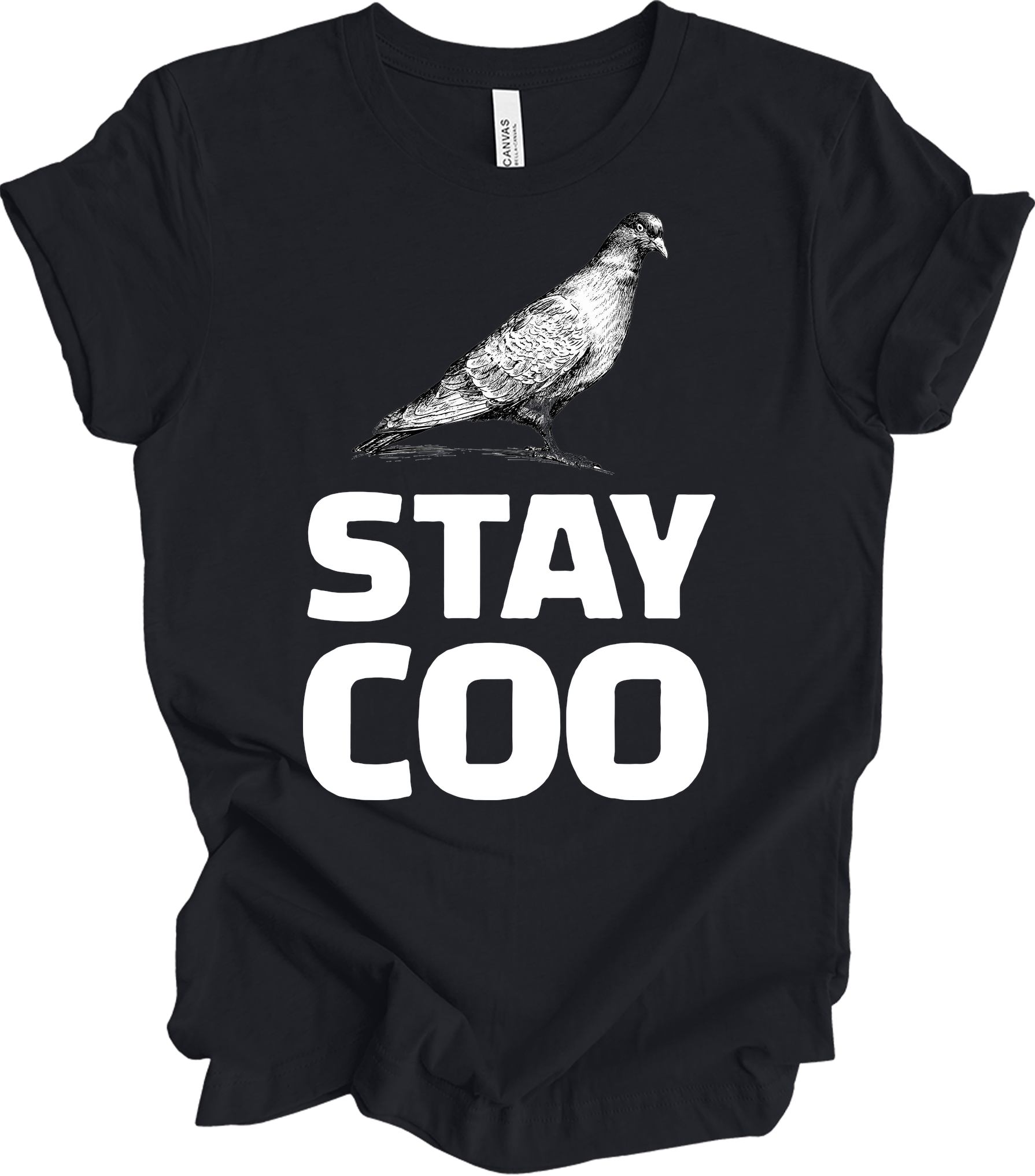 Stay Coo Pigeon - Vintage Style T-Shirt in Vintage Black