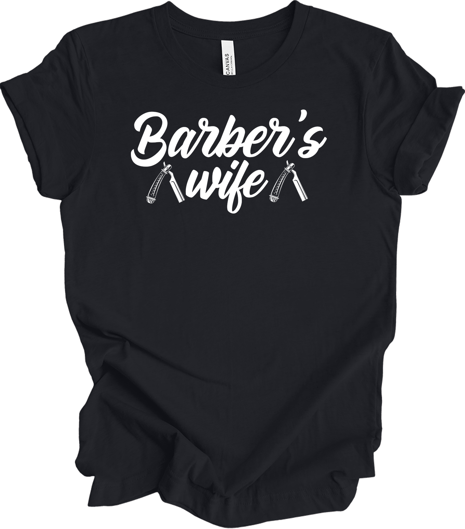 Barber Wife - Barber Shop Gift for Women T-Shirt in Vintage Black