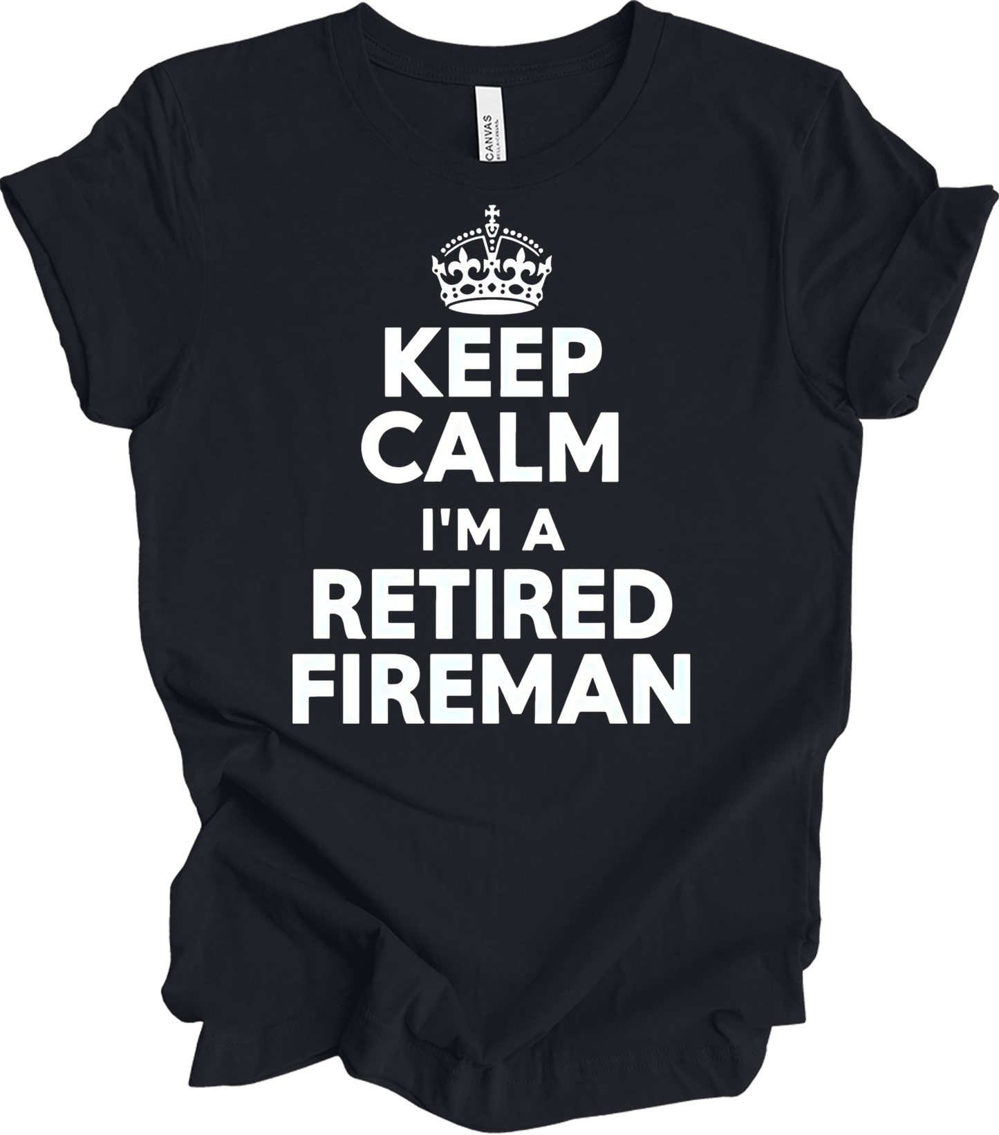 Keep Calm Retired Fireman T-Shirt in Vintage Black