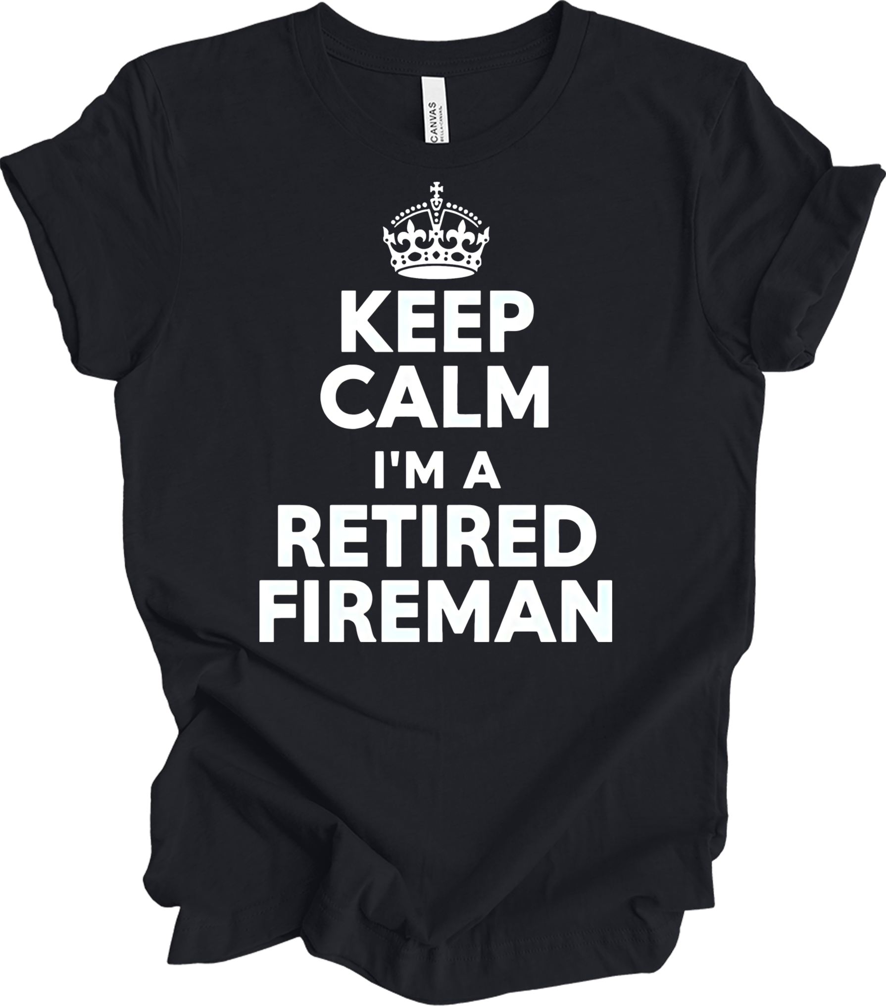 Keep Calm Retired Fireman T-Shirt in Vintage Black